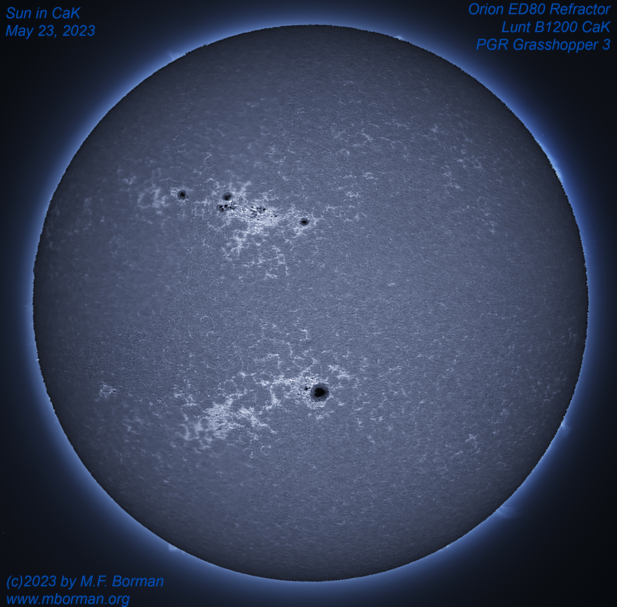 Solar disk in CaK 05/23/2023