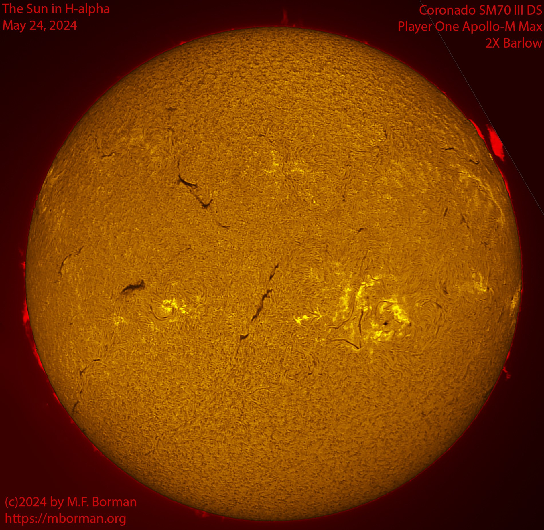Solar image in h-alpha 05/24/24