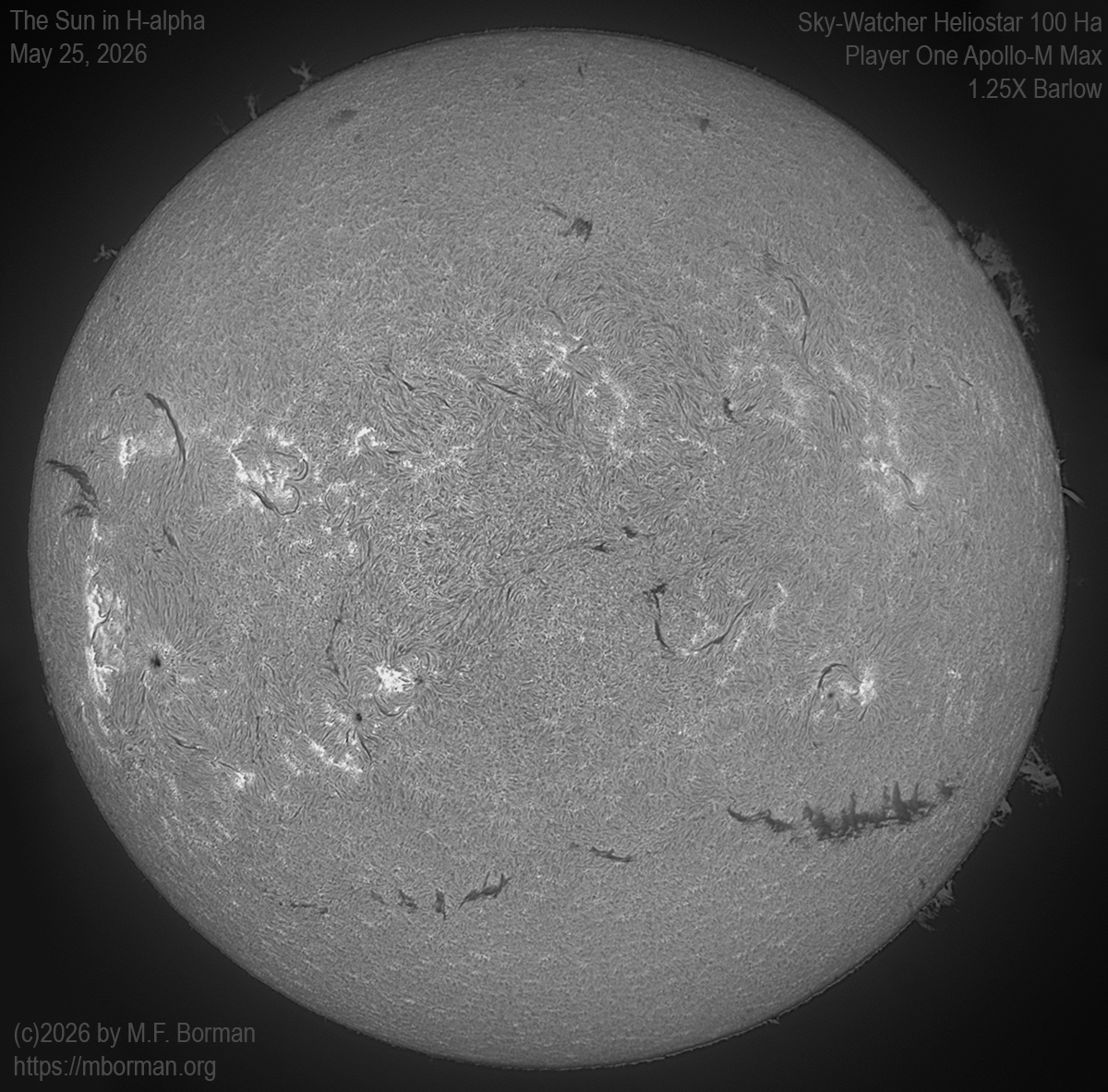 Solar image in h-alpha 05/25/26