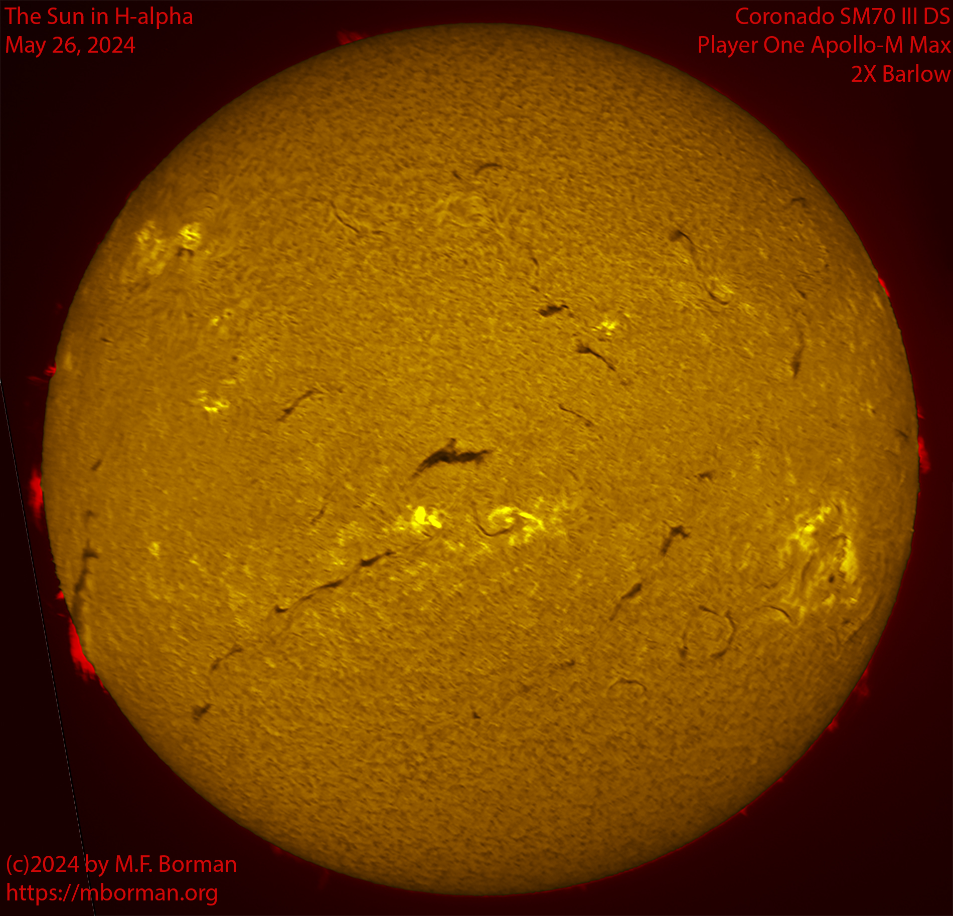 Solar image in h-alpha 05/26/24