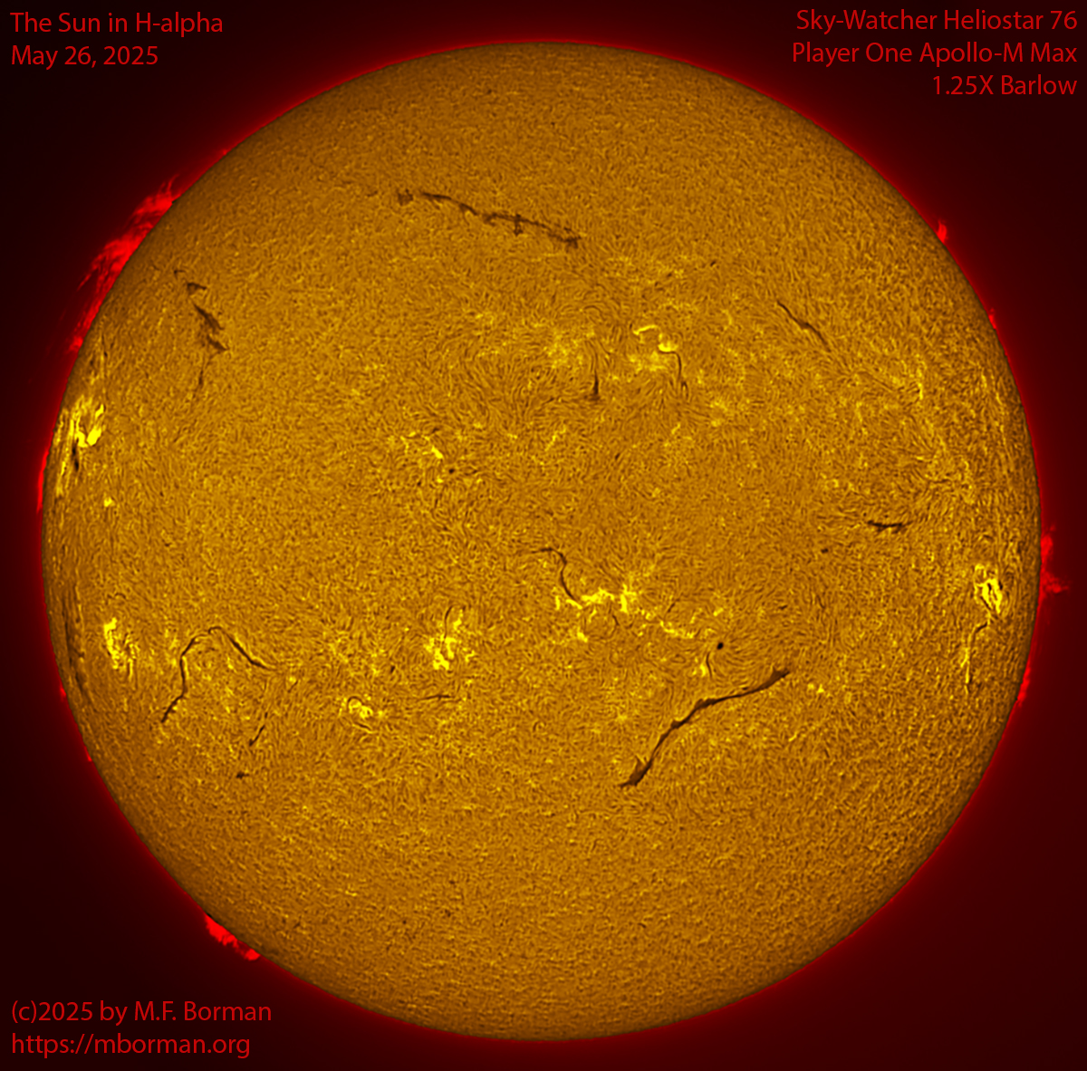 Solar image in h-alpha 05/26/25