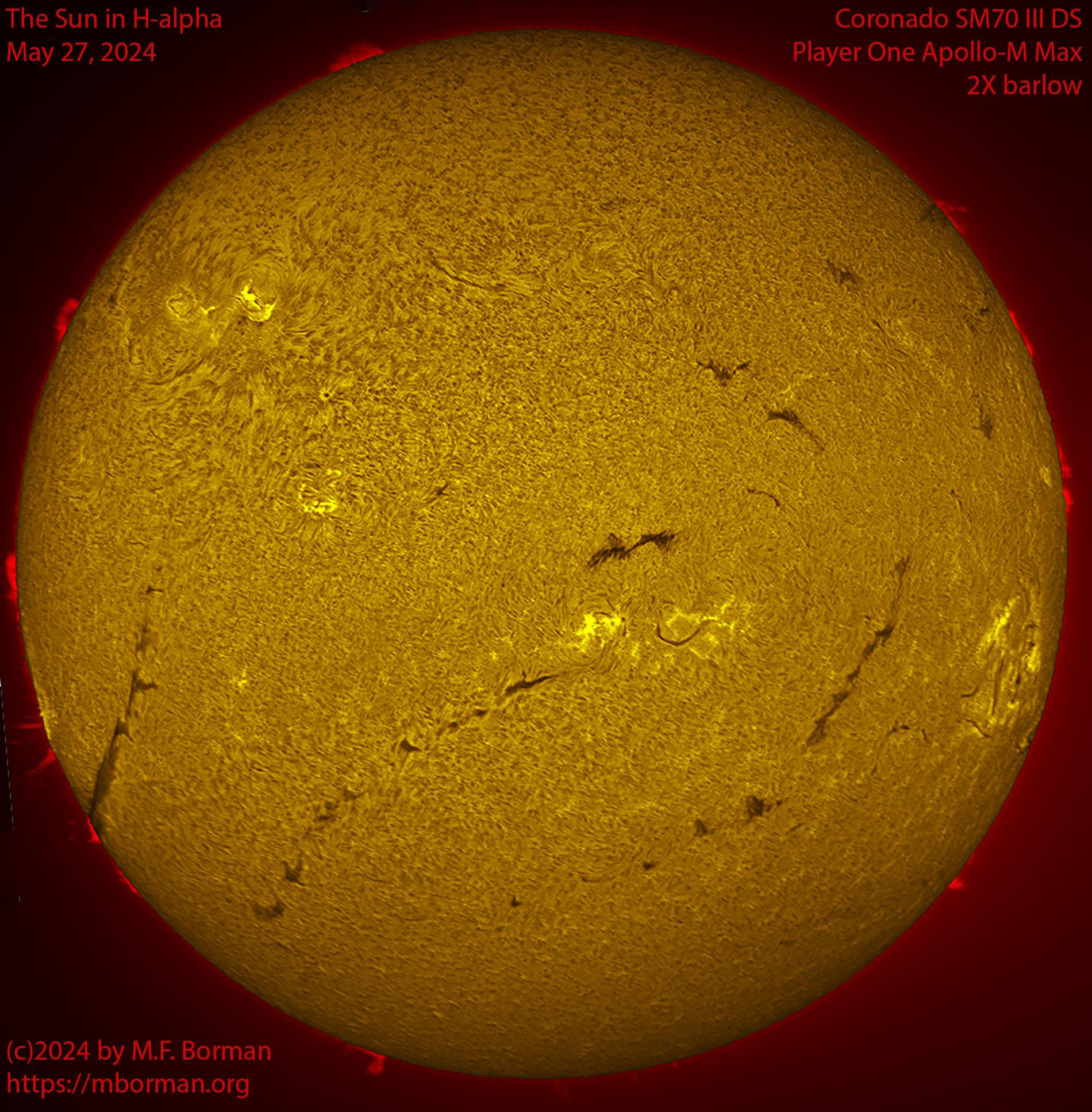 Solar image in h-alpha 05/27/24