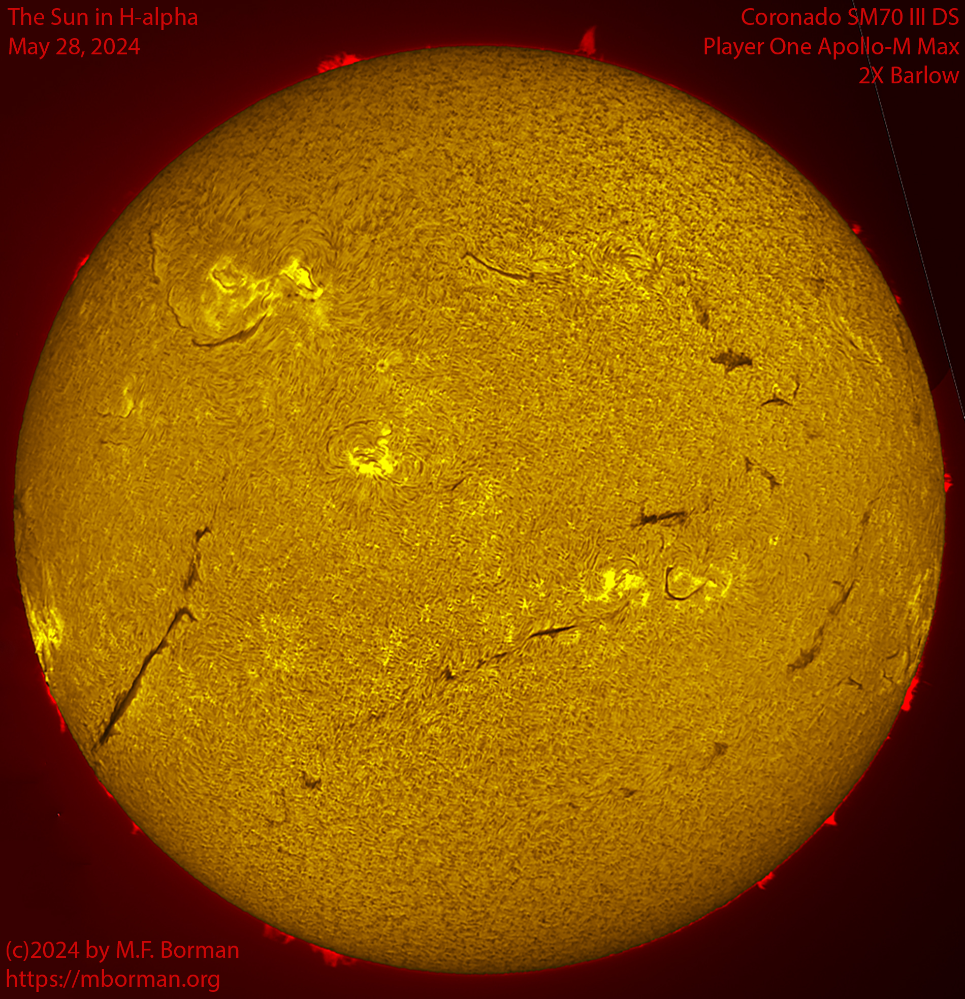 Solar image in h-alpha 05/28/24