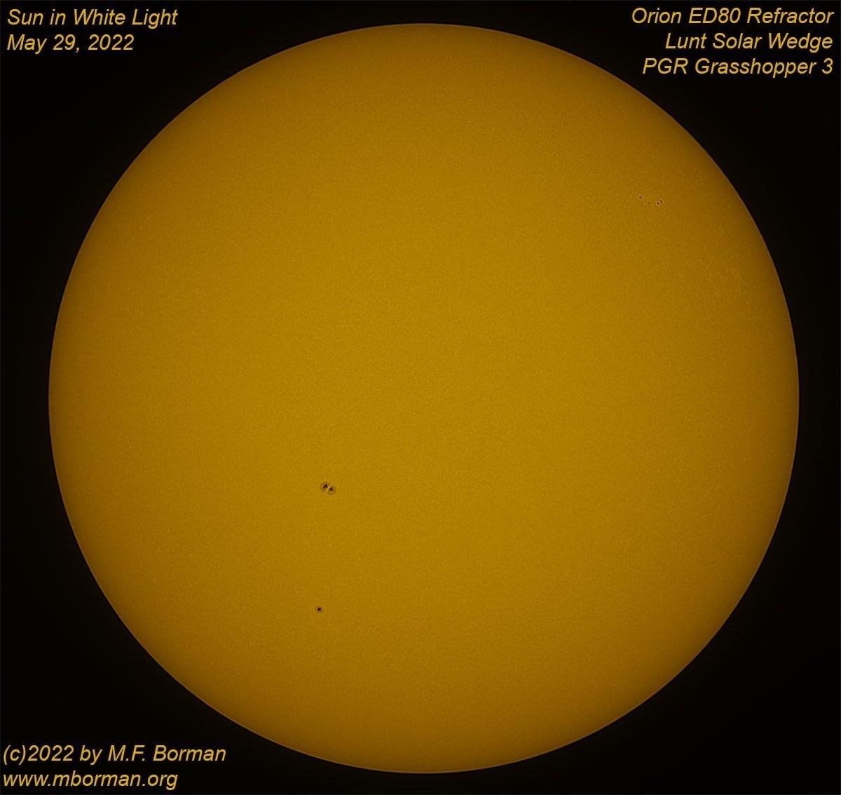 Solar disk in white light 05/29/2022