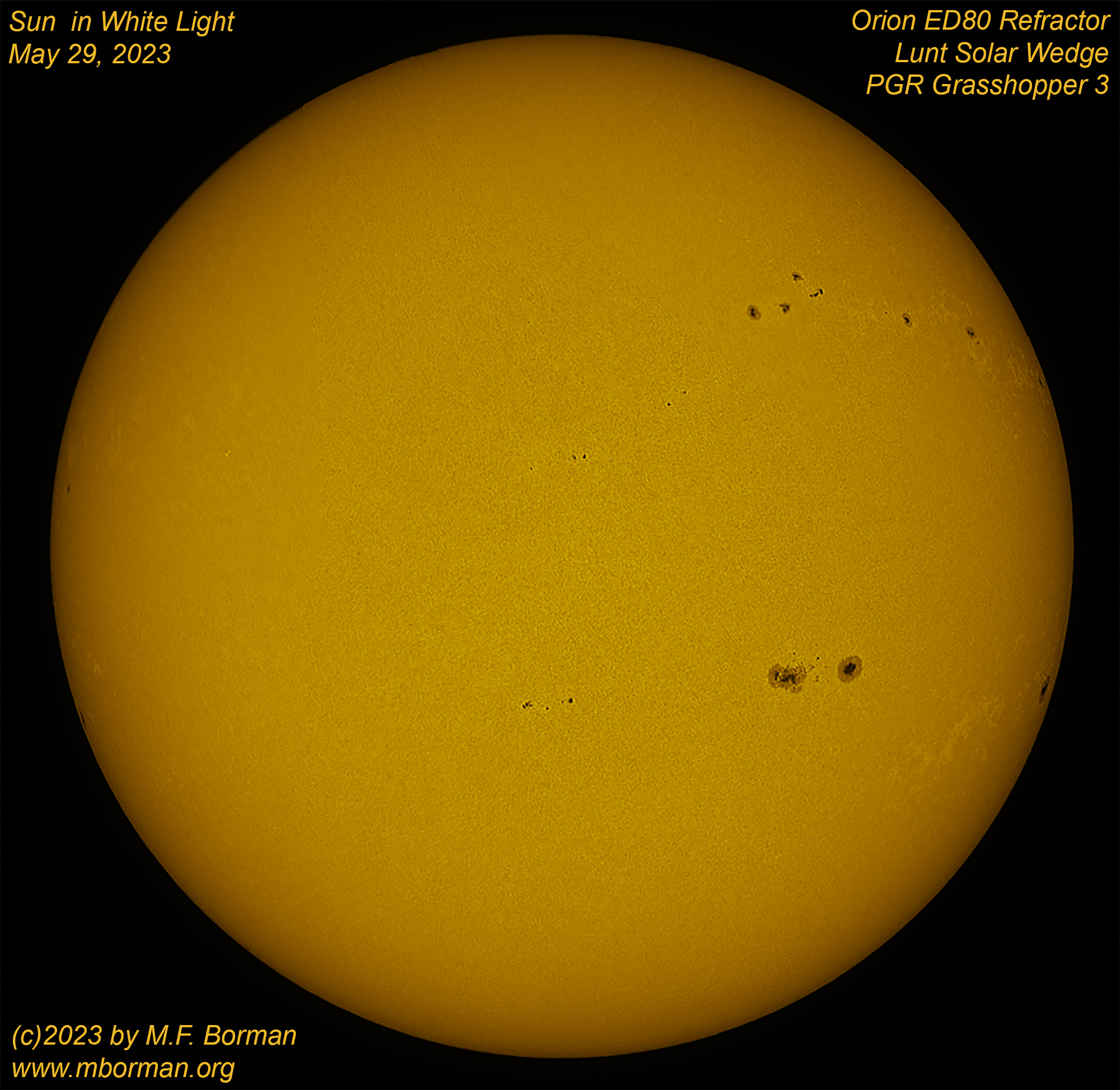 Solar disk in white light 05/29/2023