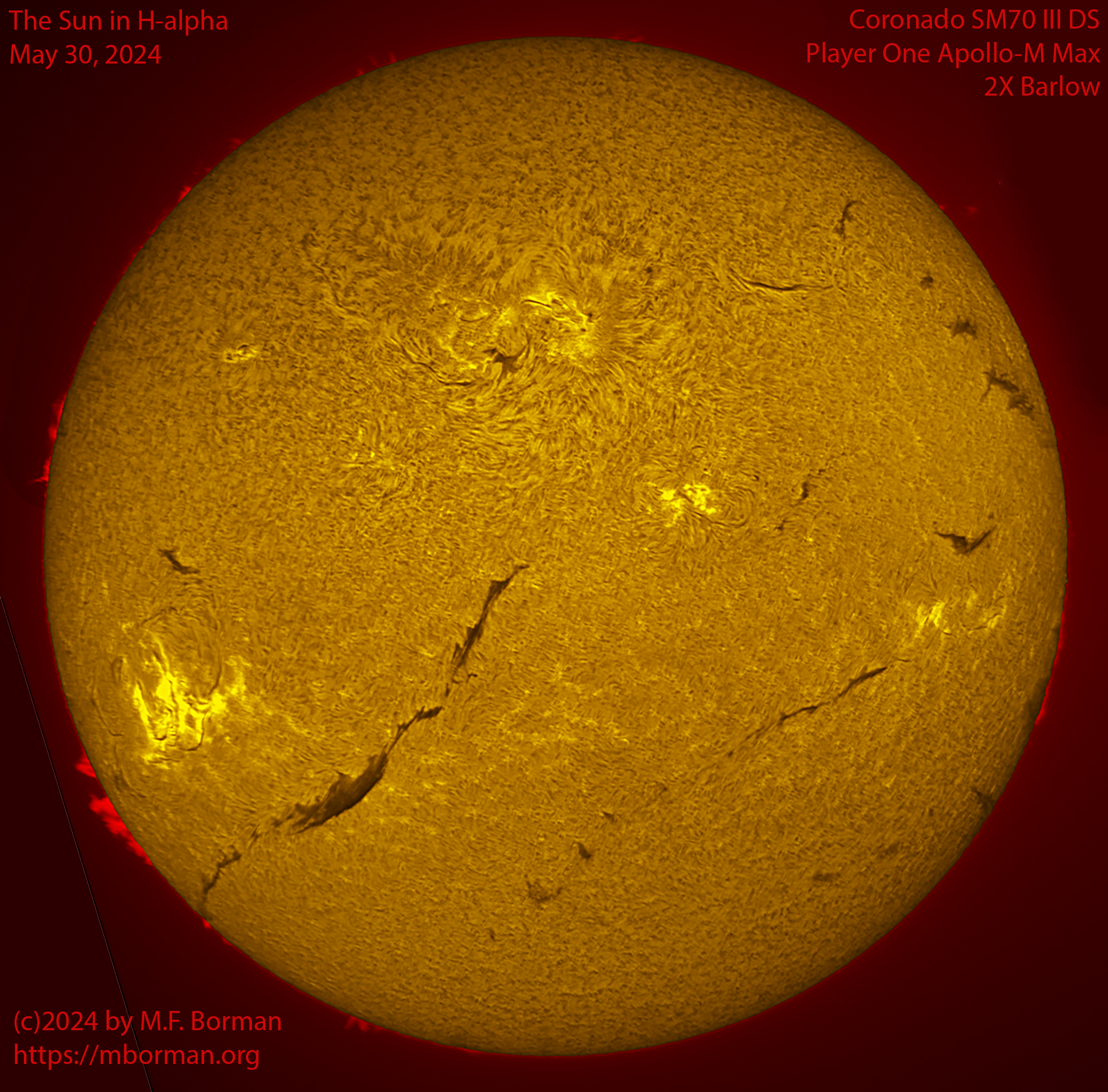 Solar image in h-alpha 05/30/24