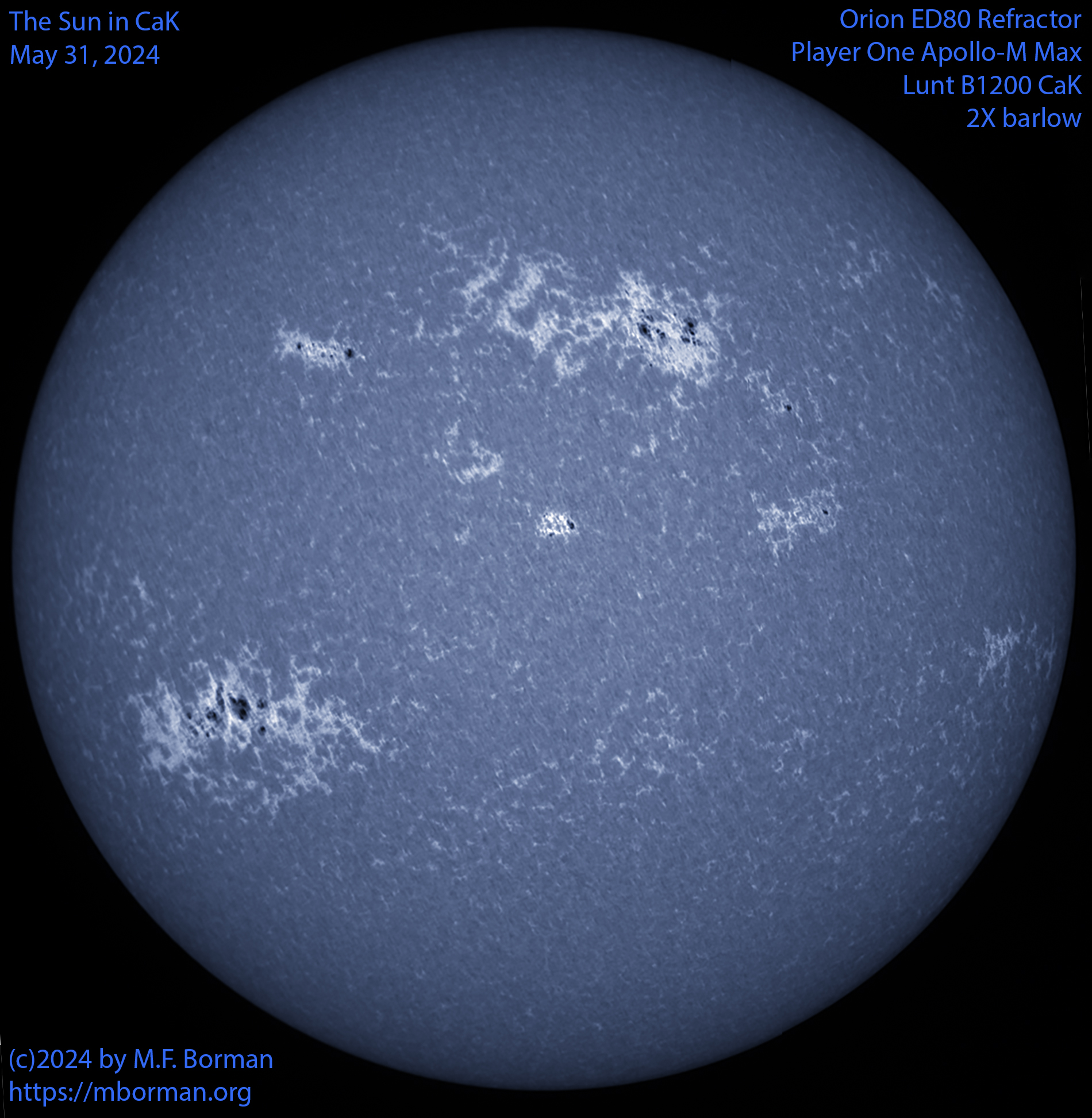 Solar image in CaK 05/31/24