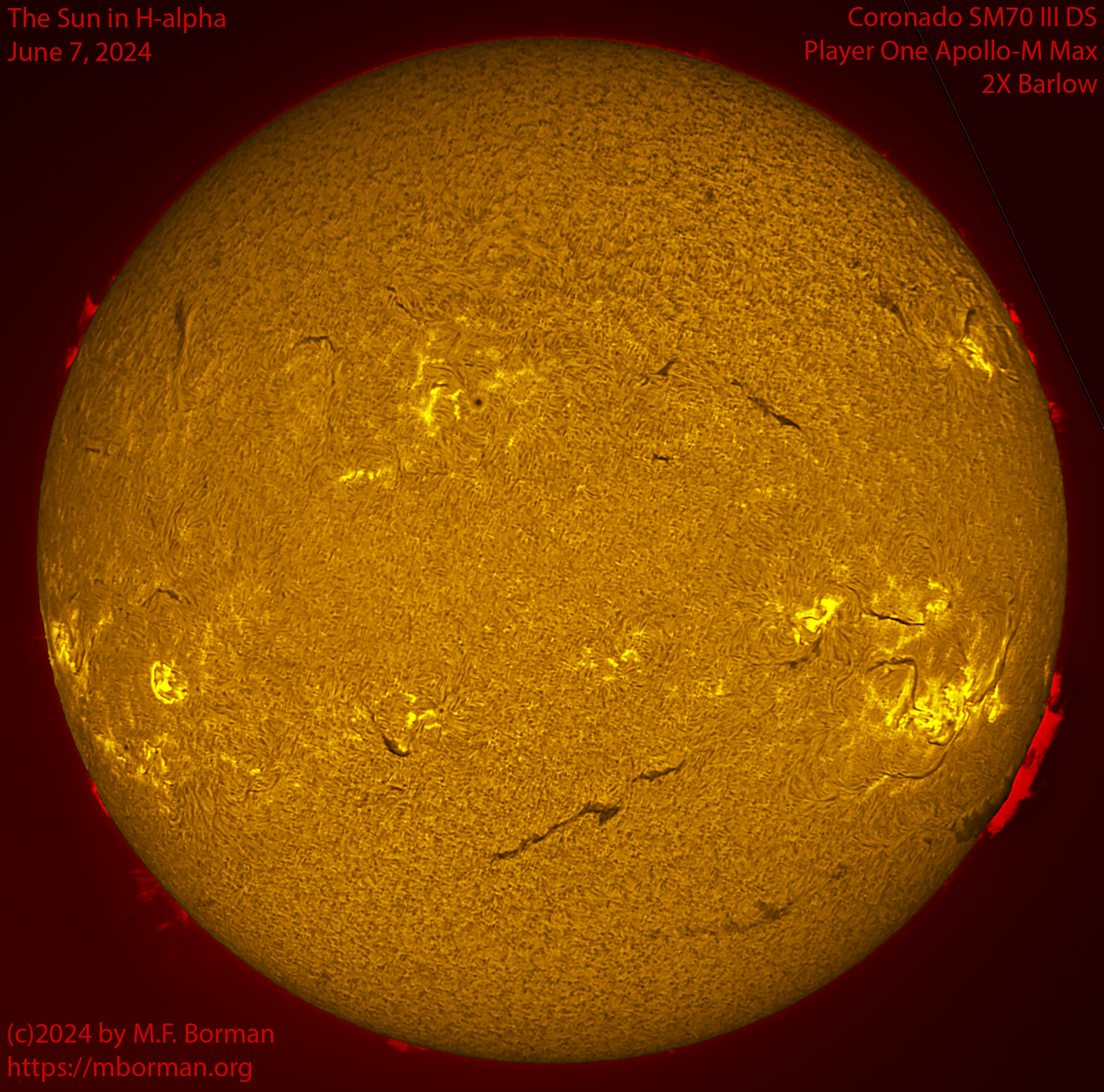 Solar image in h-alpha 06/07/24