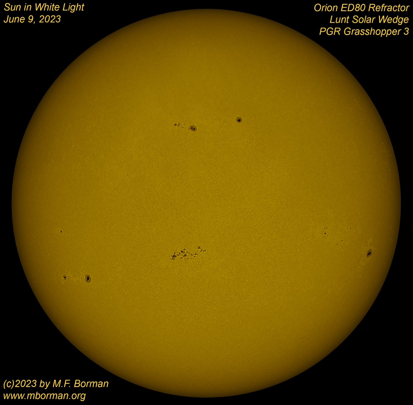 Solar disk in white light 06/09/2023