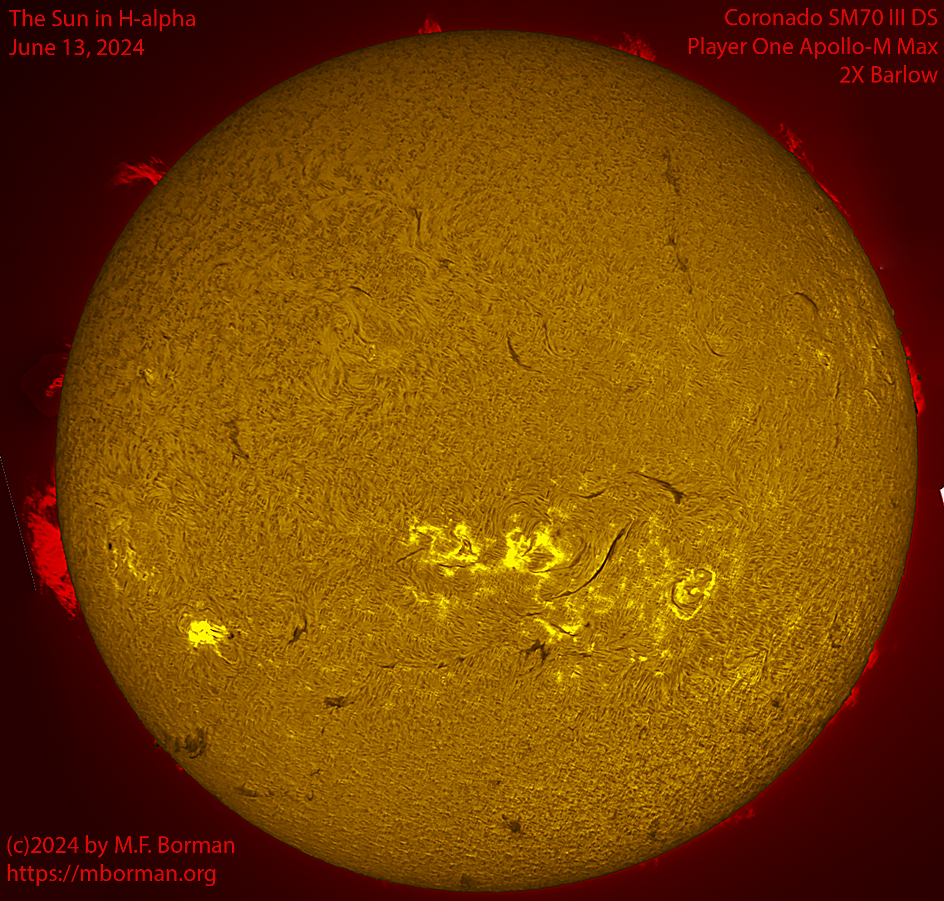 Solar image in h-alpha 06/13/24
