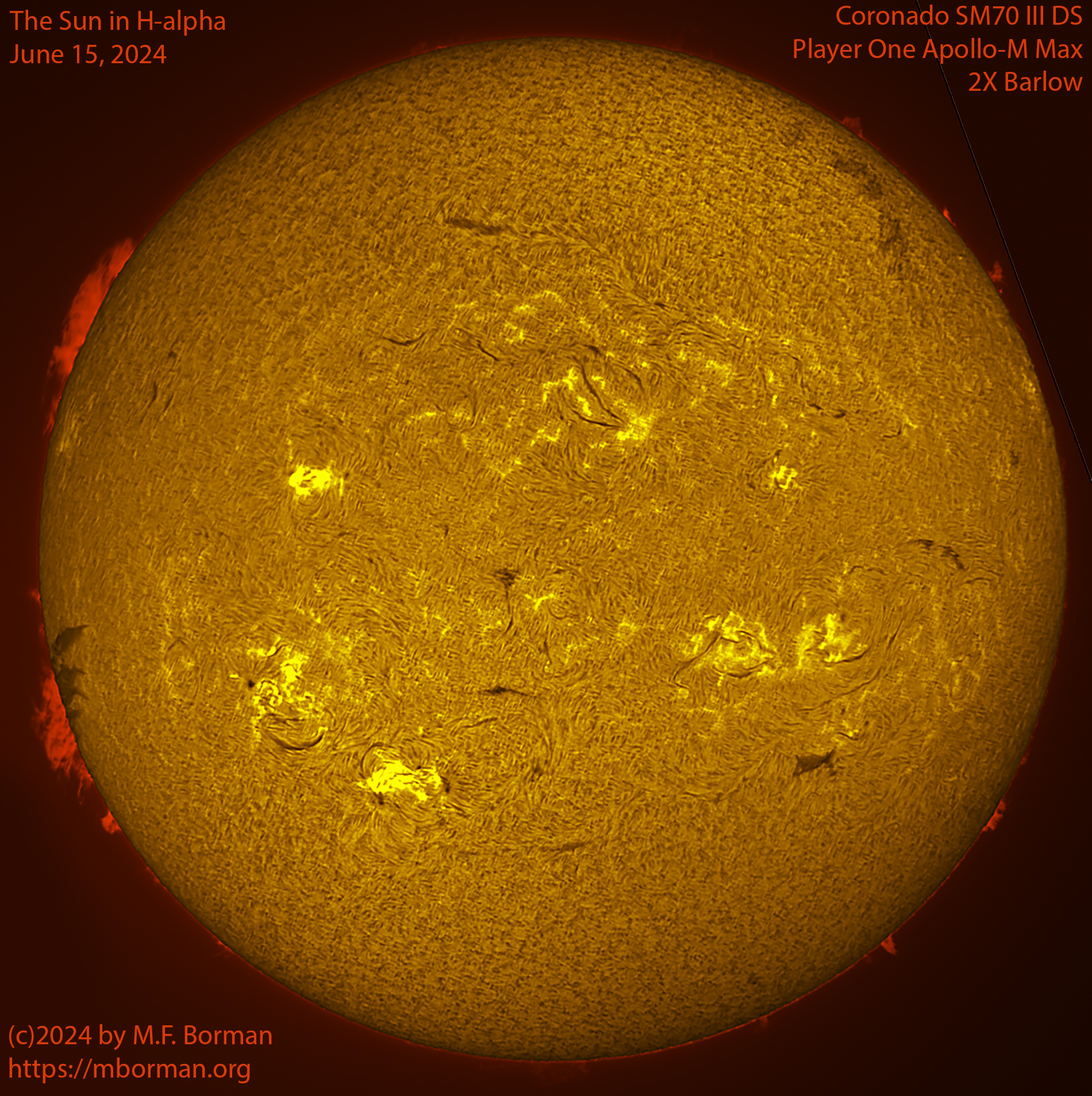 Solar image in h-alpha 06/15/24