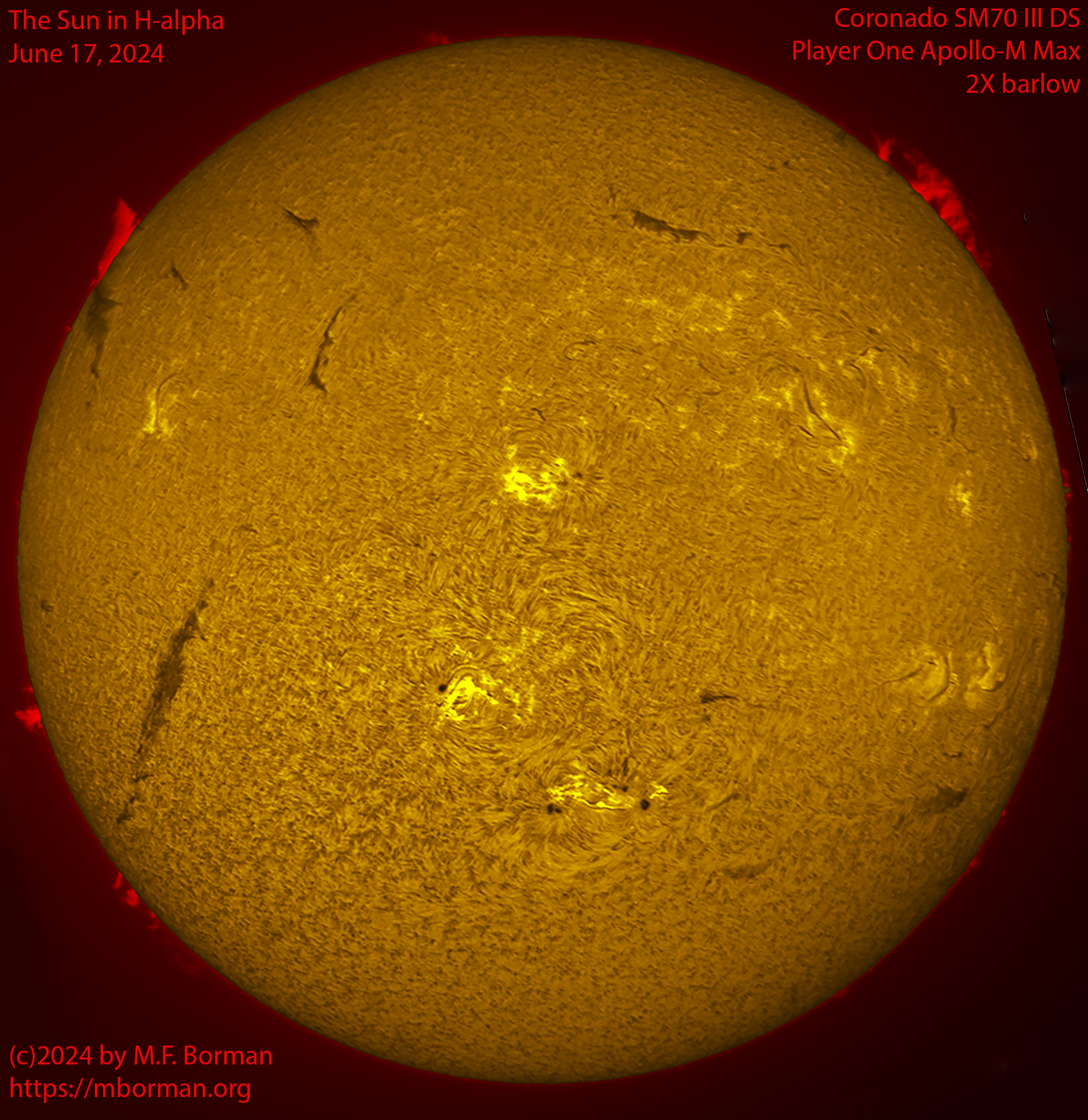 Solar image in h-alpha 06/17/24