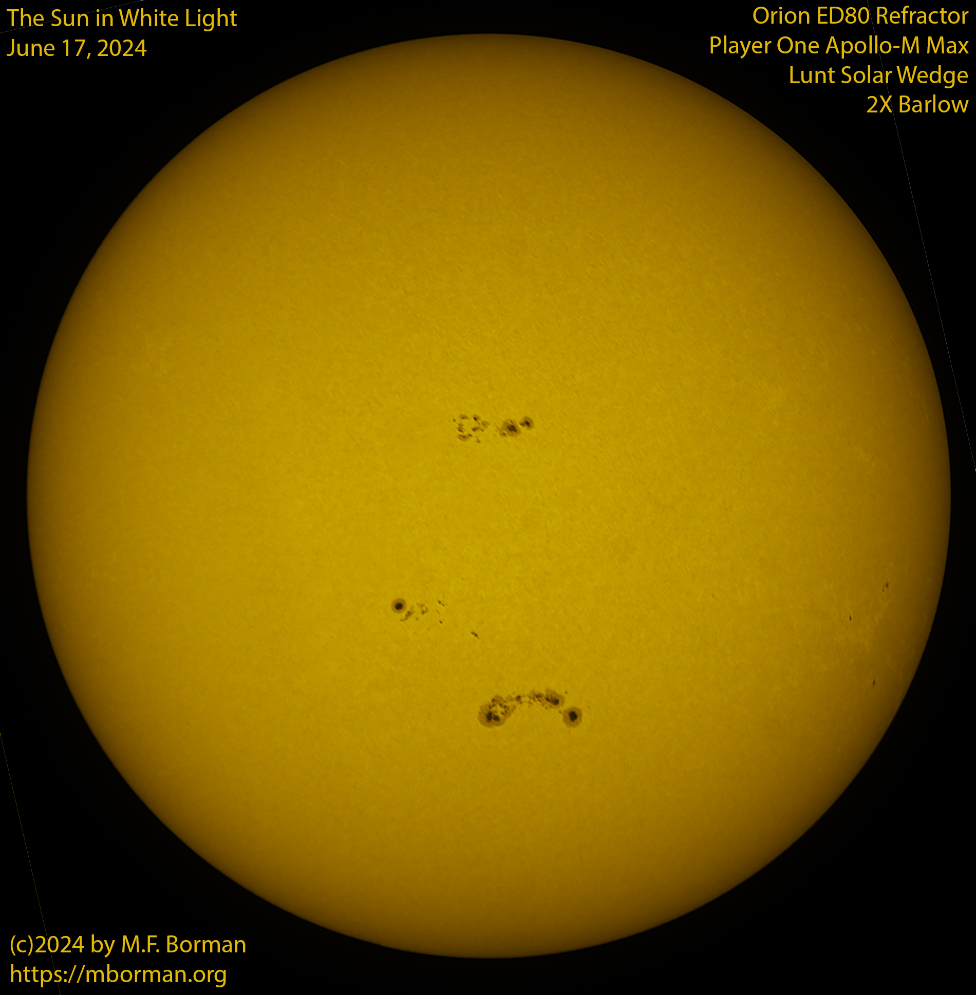 Solar image in white light 06/17/24