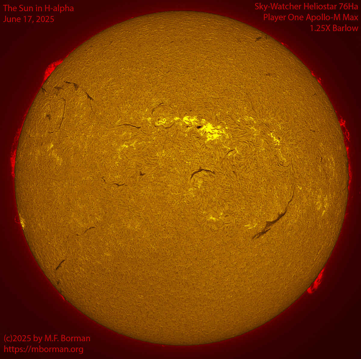 Solar image in h-alpha 06/17/25