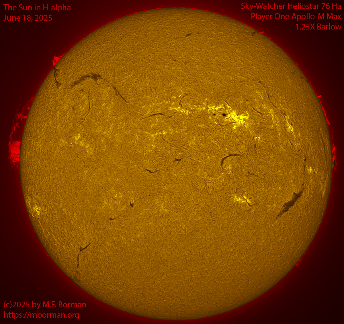 Solar image in h-alpha 06/18/25