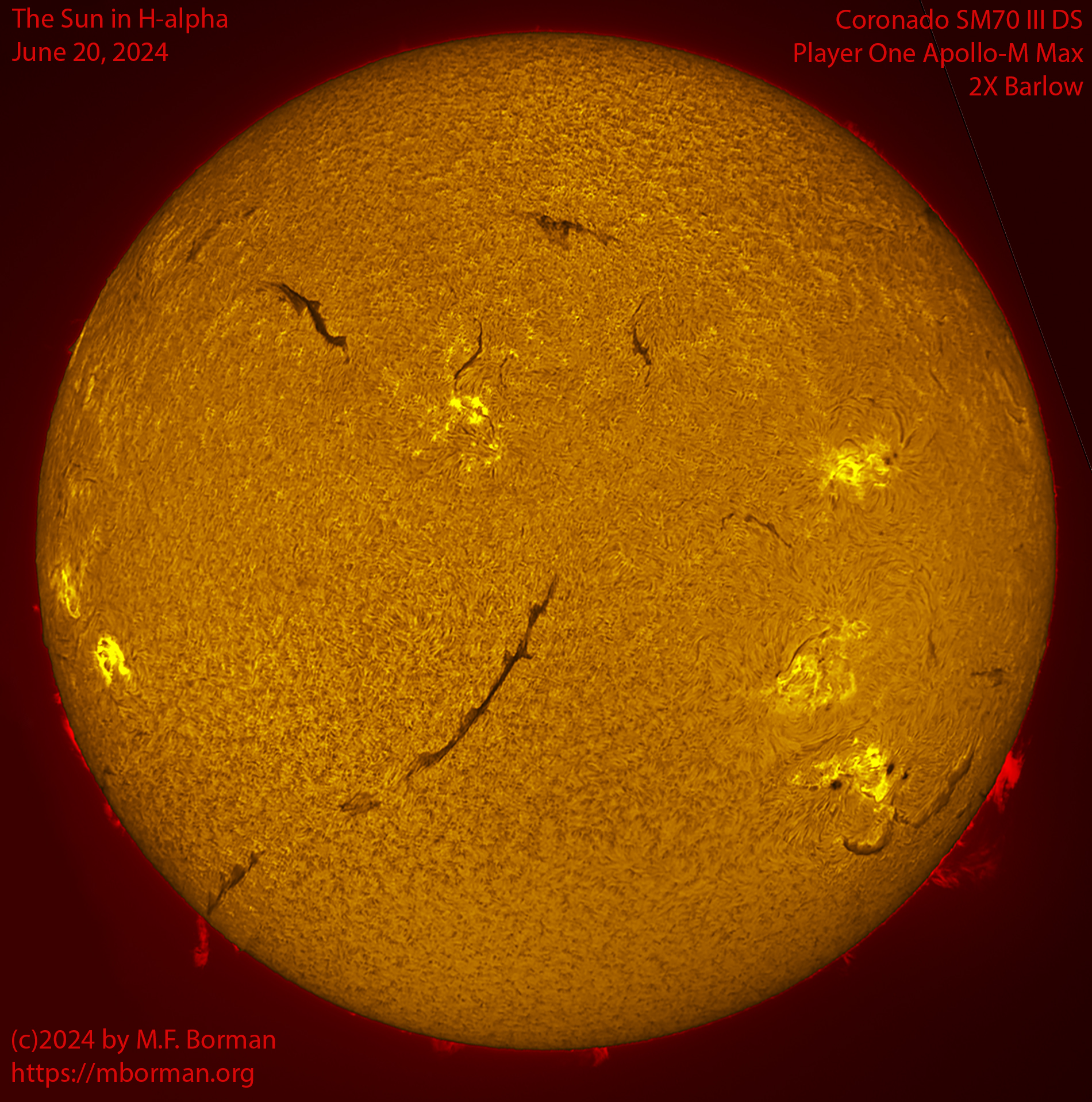 Solar image in h-alpha 06/20/24