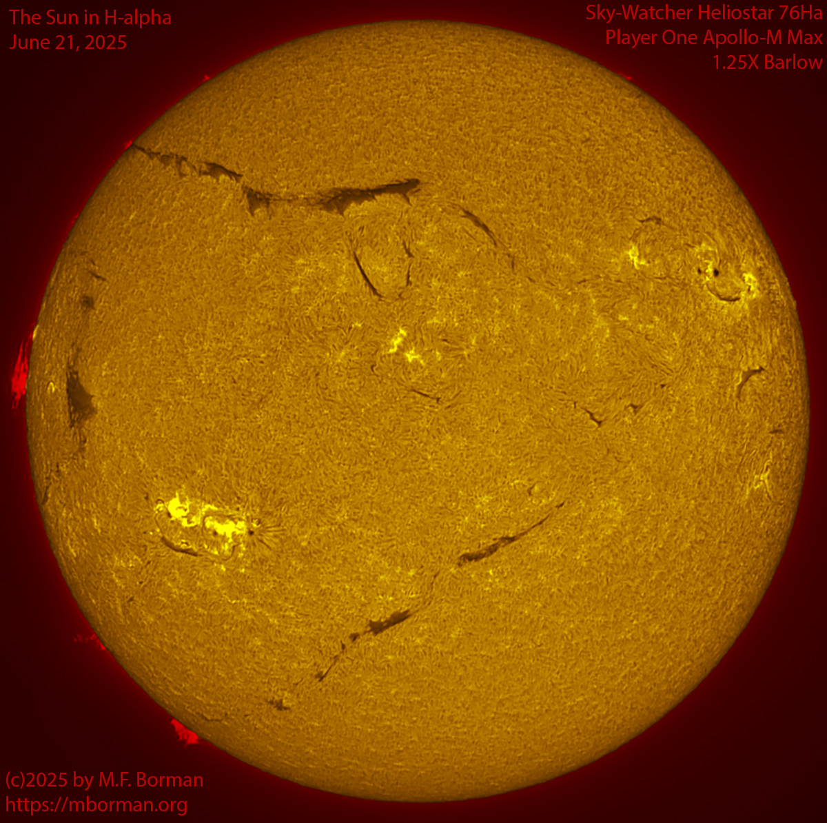 Solar image in h-alpha 06/21/25
