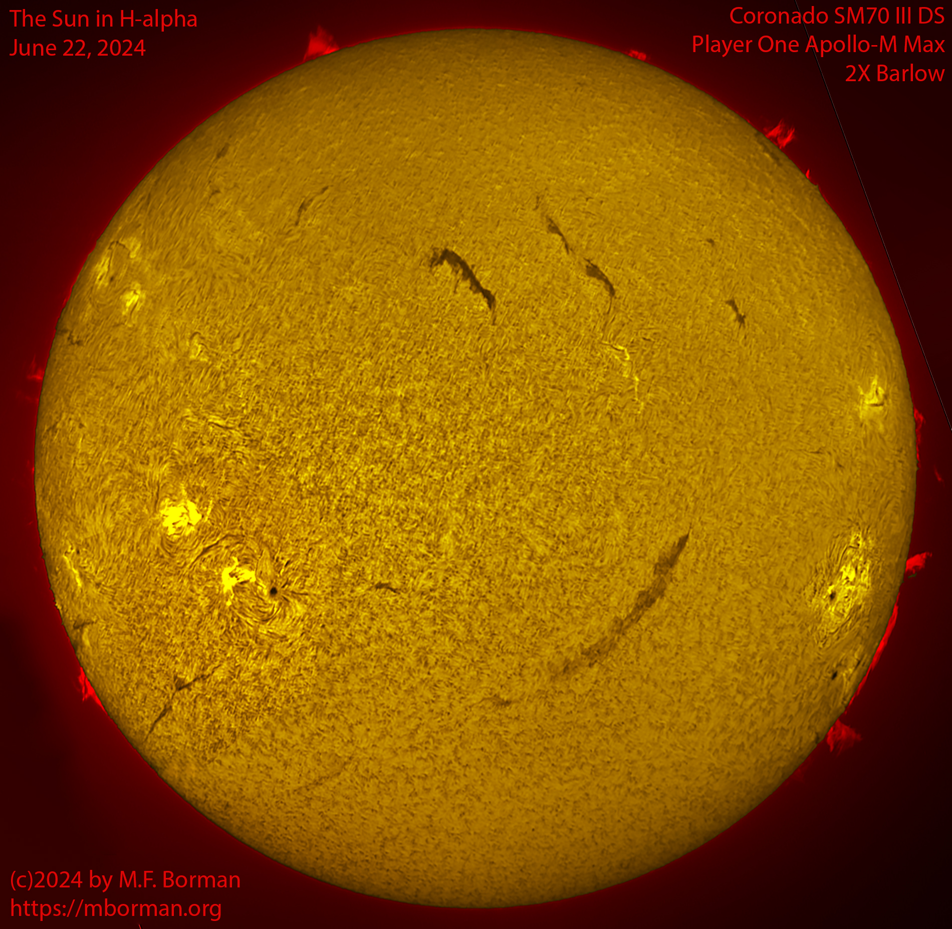 Solar image in h-alpha 06/22/24