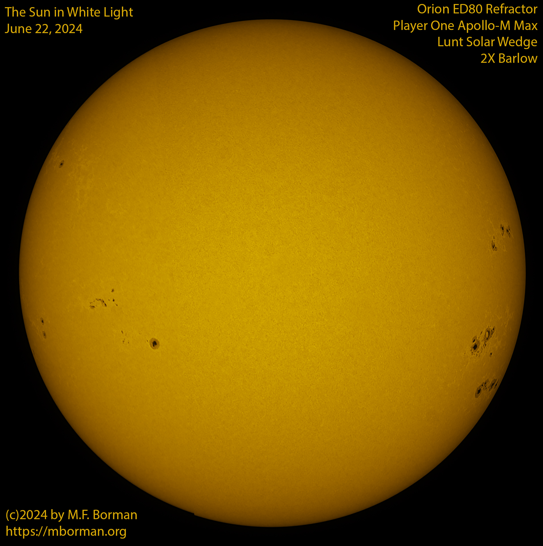 Solar image in white light 06/22/24