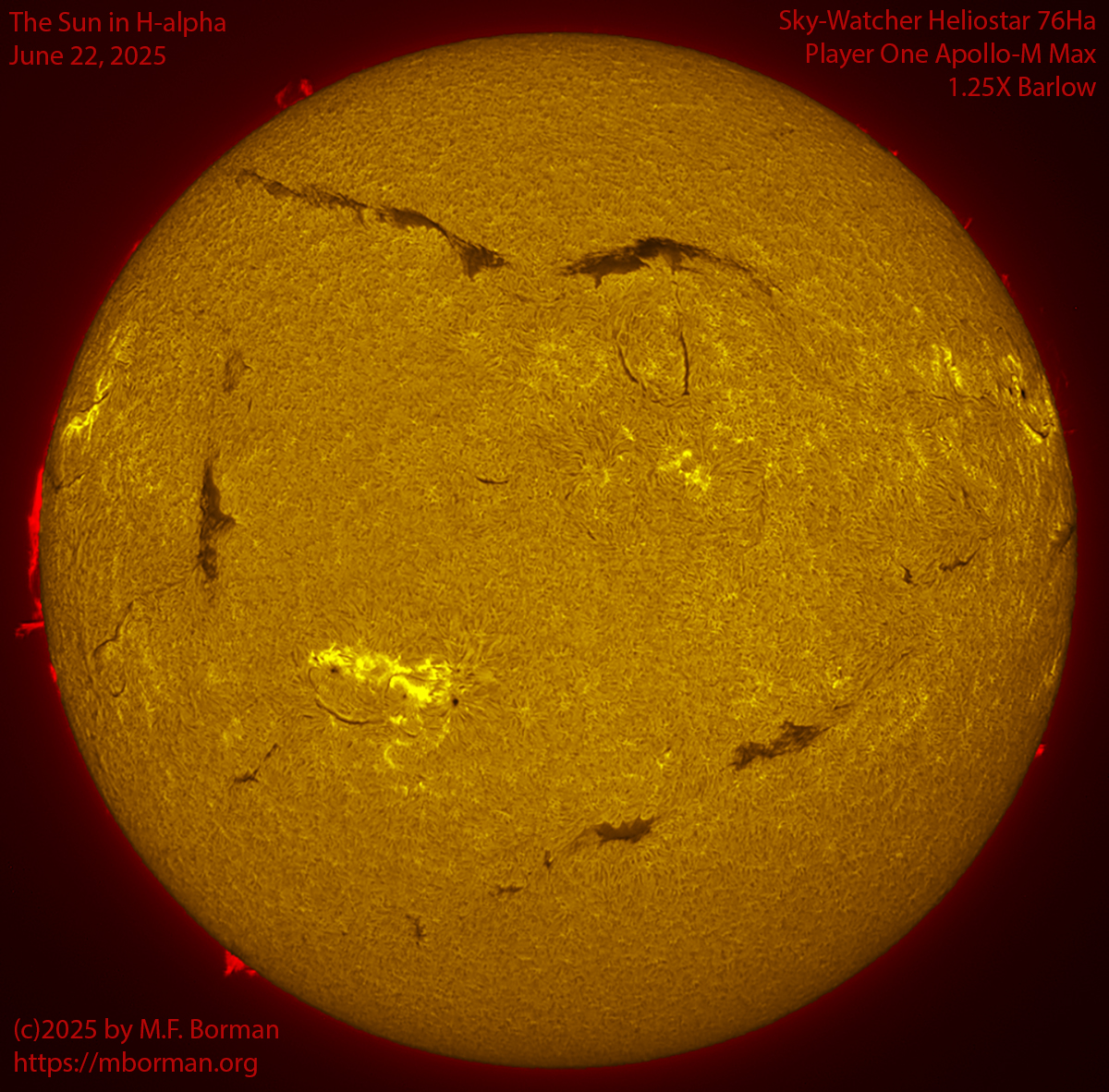 Solar image in h-alpha 06/22/25