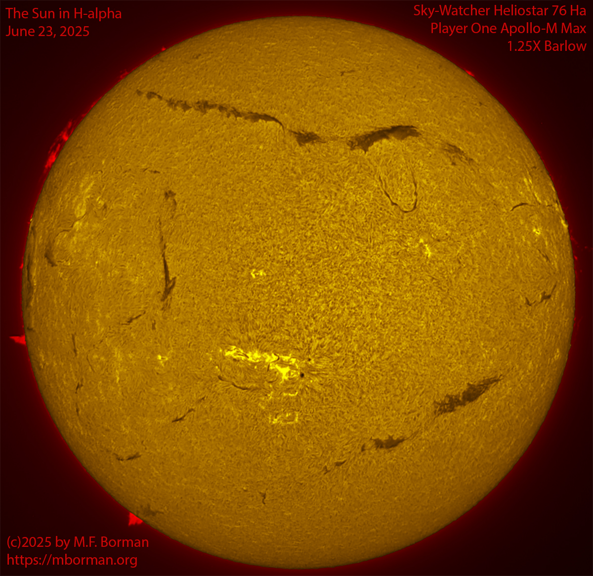 Solar image in h-alpha 06/23/25