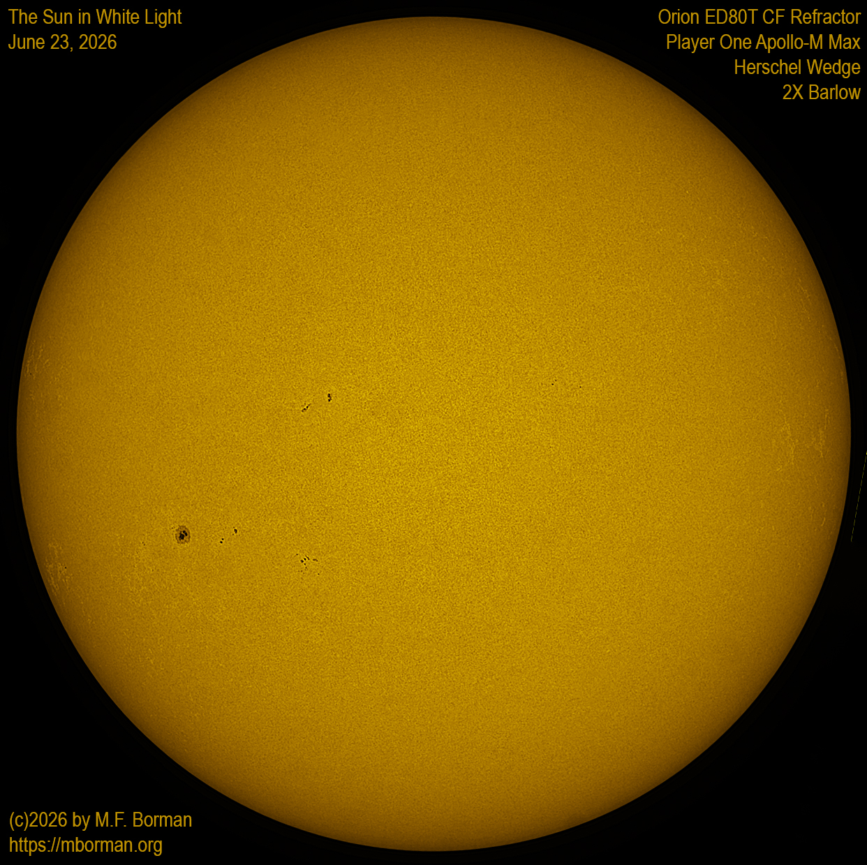 Solar image in white light 06/23/26