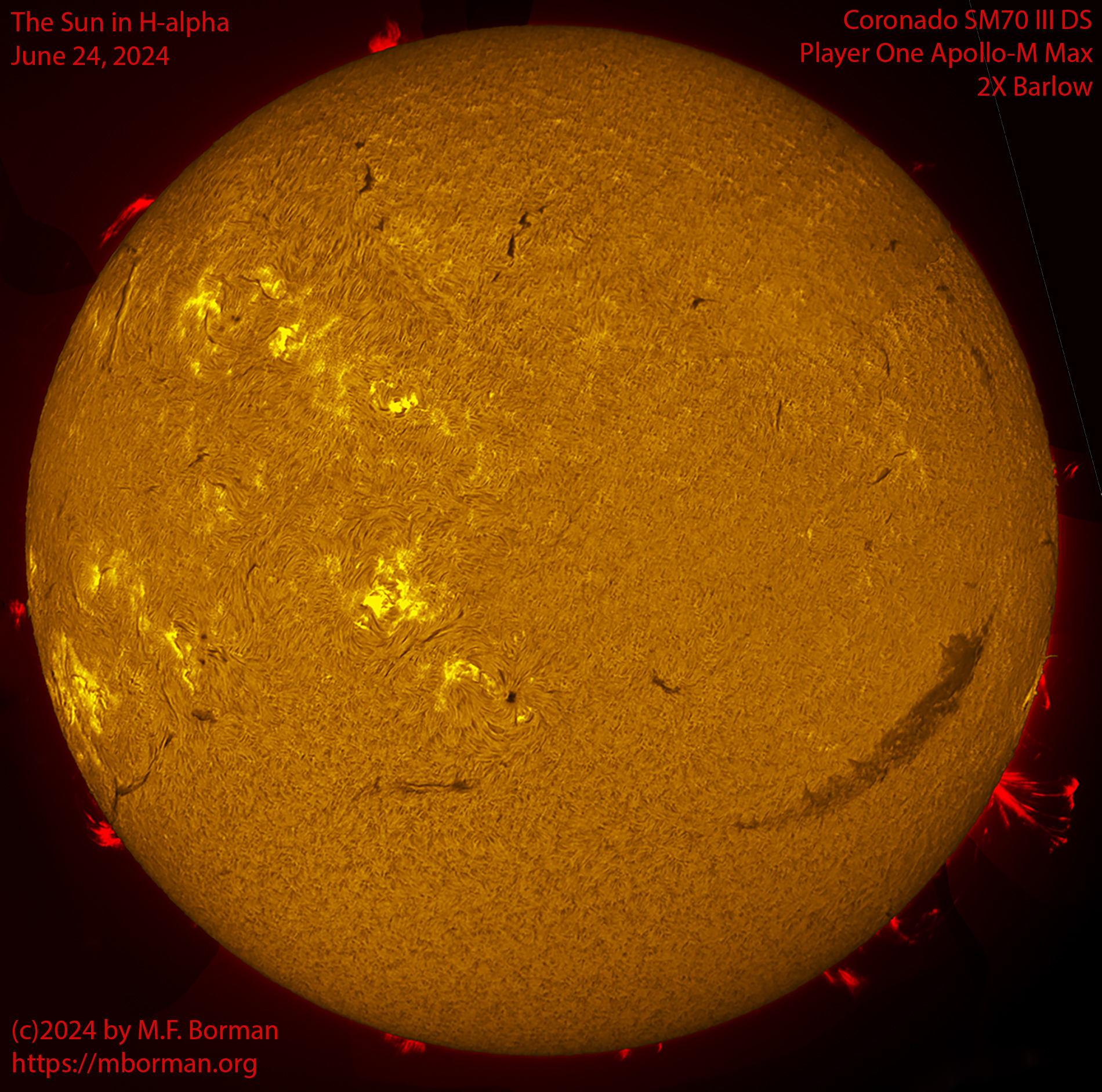 Solar image in h-alpha 06/24/24