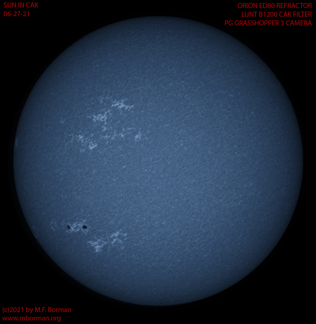 Solar disk in CaK 06/27/2021