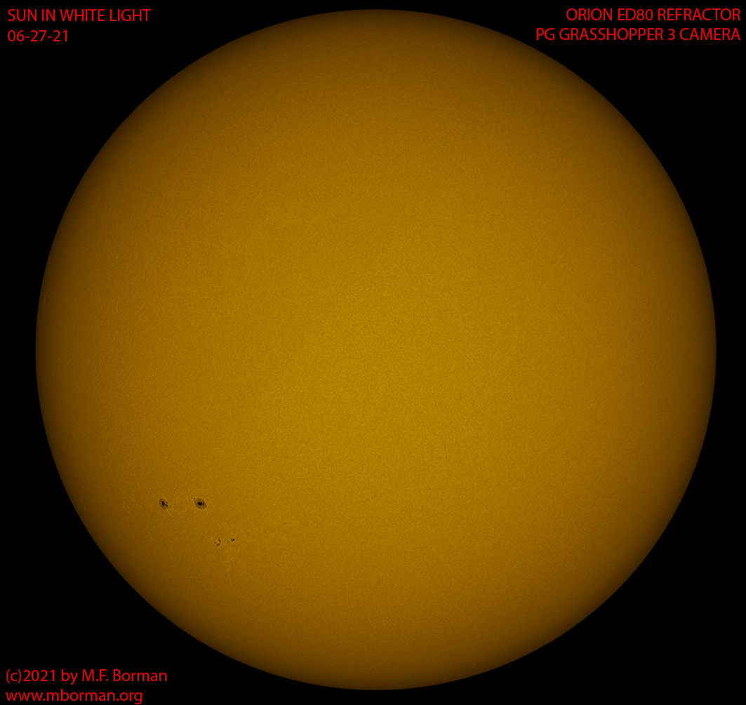 Solar disk in white light 06/27/2021