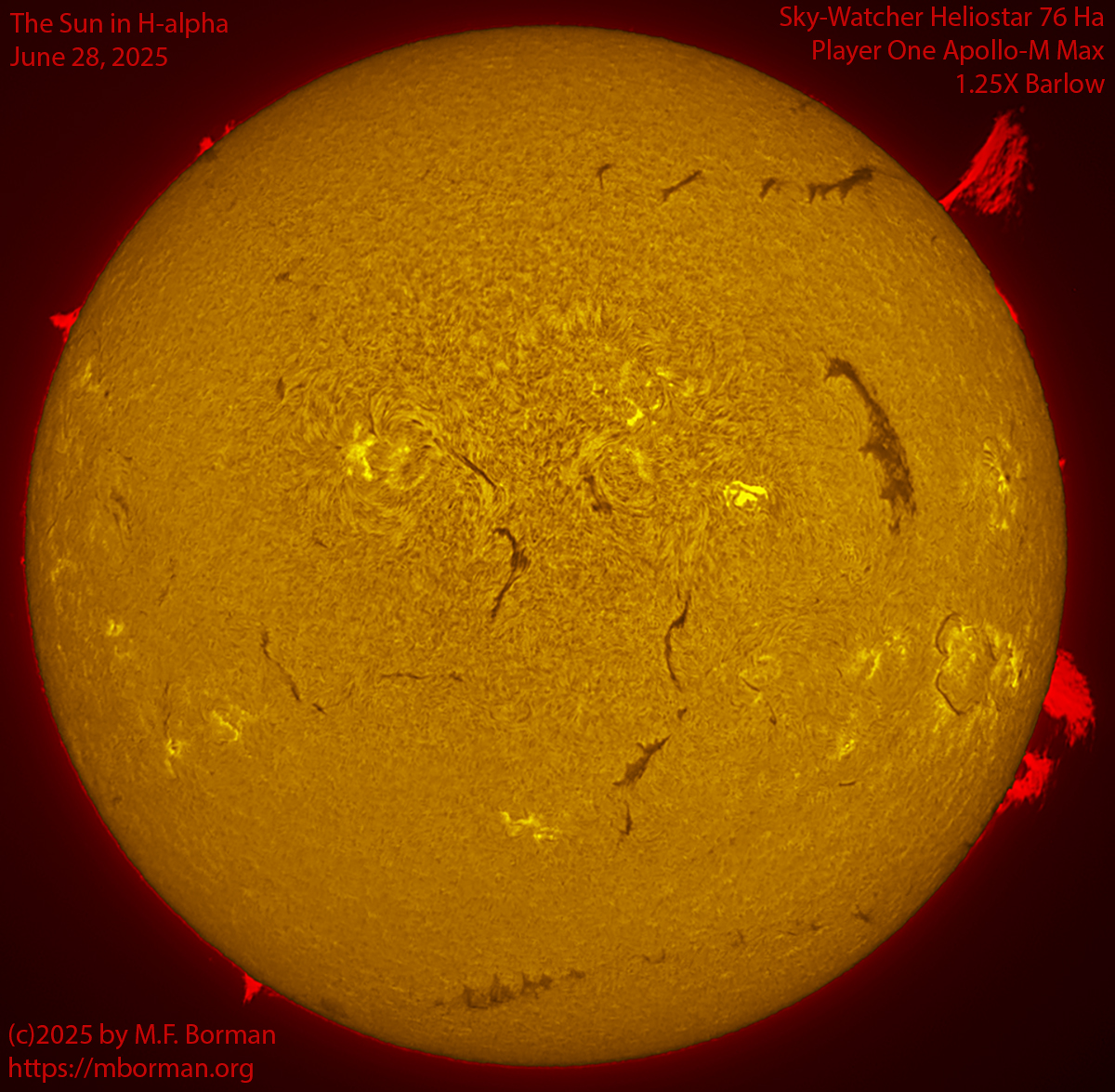 Solar image in h-alpha 06/28/25