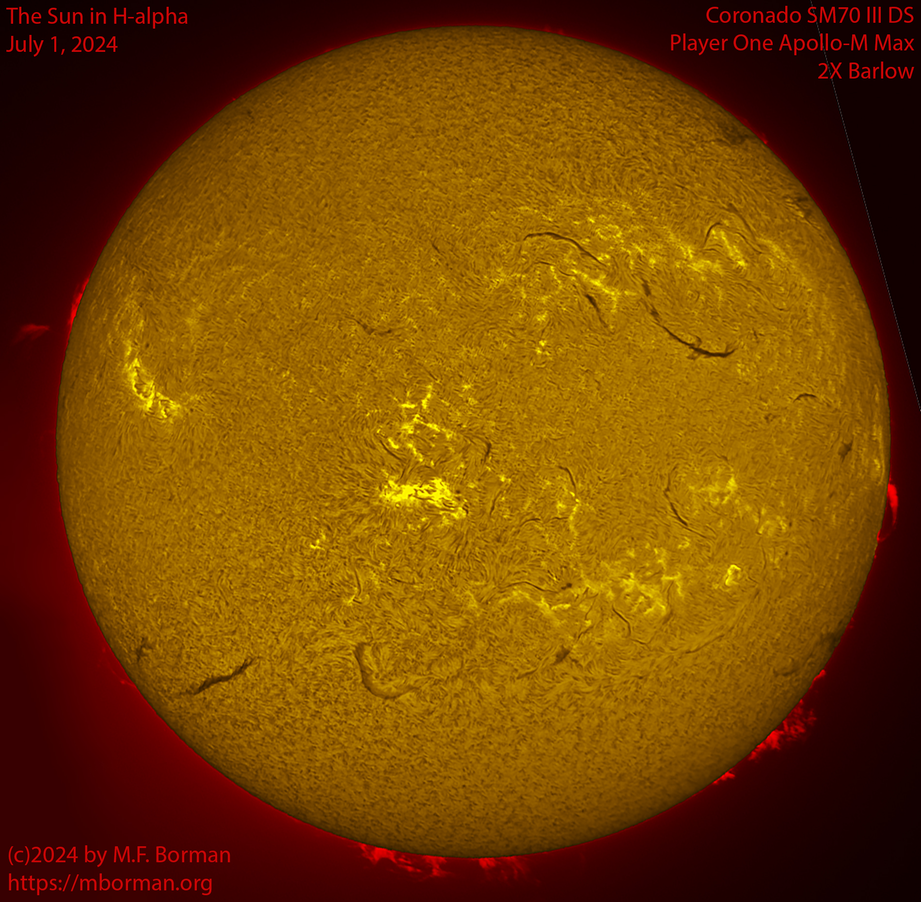 Solar image in h-alpha 07/01/24