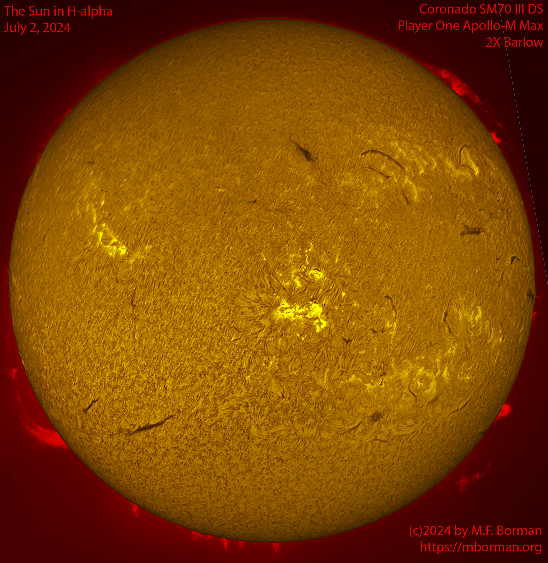 Solar image in h-alpha 07/02/24