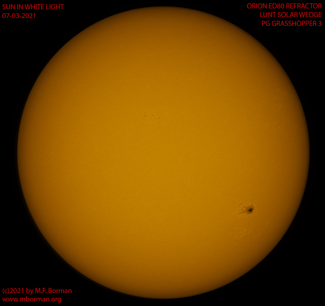 Solar disk in white light 07/03/2021