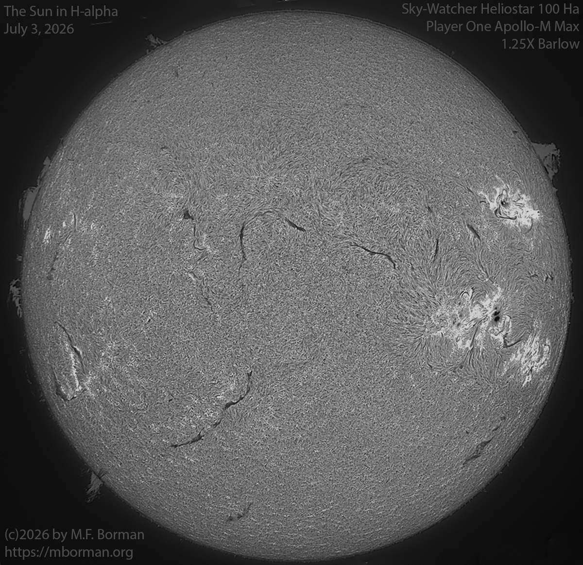 Solar image in h-alpha 07/03/26
