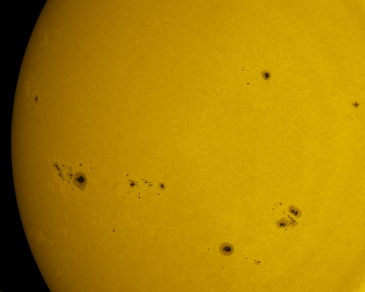 Sunspots 2106 through 2010 in white light 07/04/2014