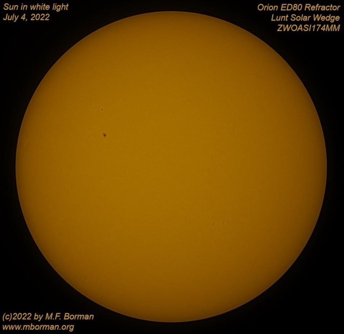 Solar disk in white light 07/04/2022