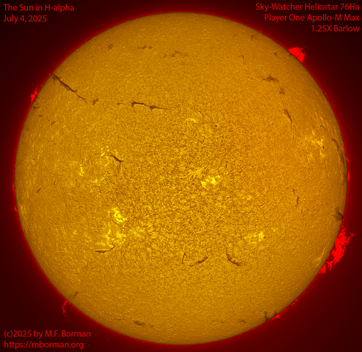 Solar image in h-alpha 07/04/25