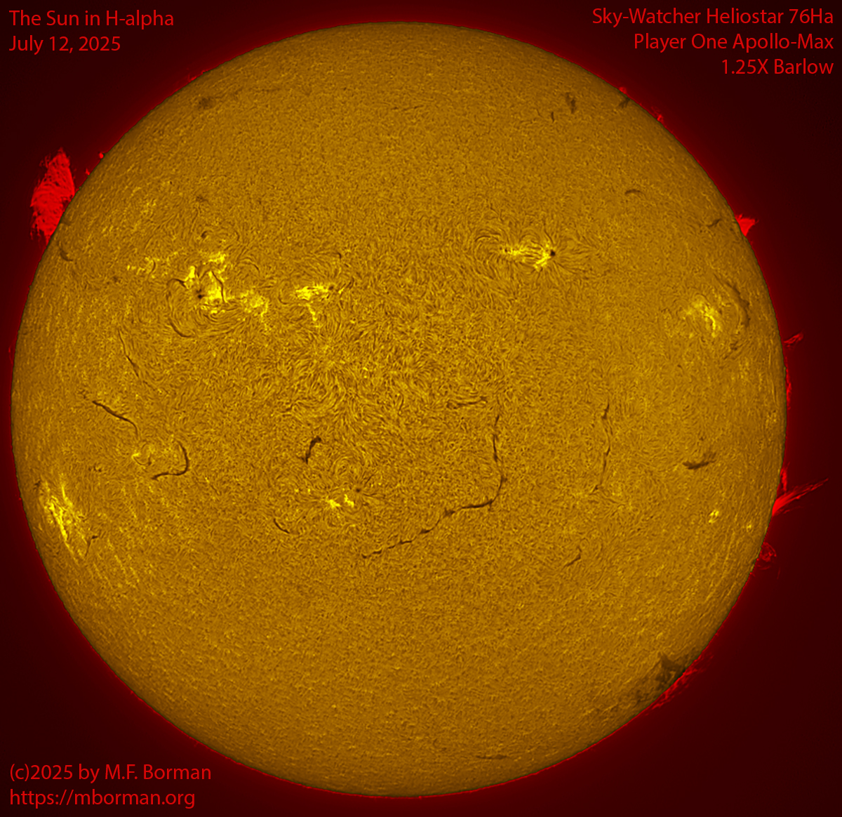 Solar image in h-alpha 07/12/25