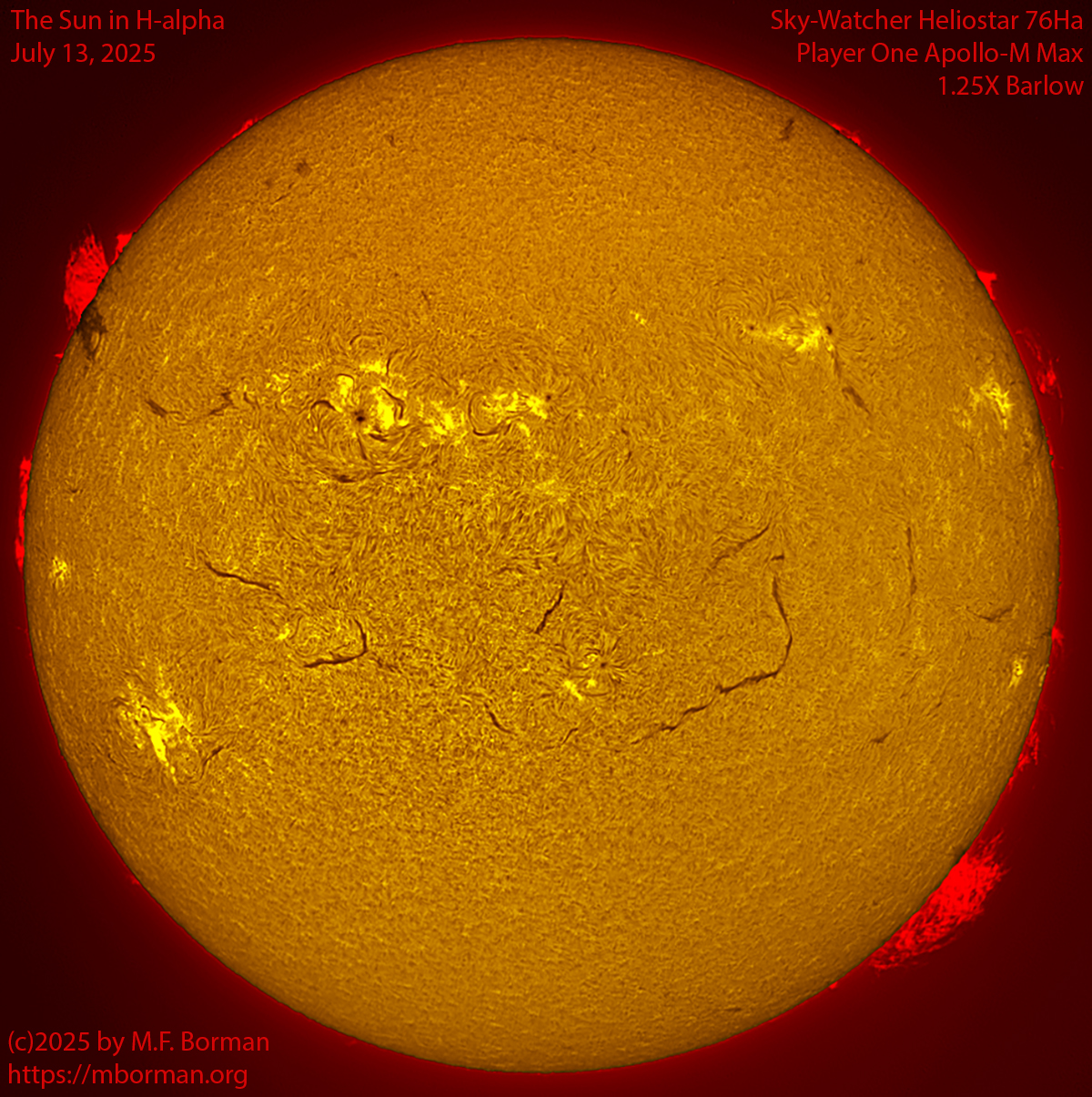 Solar image in h-alpha 07/13/25