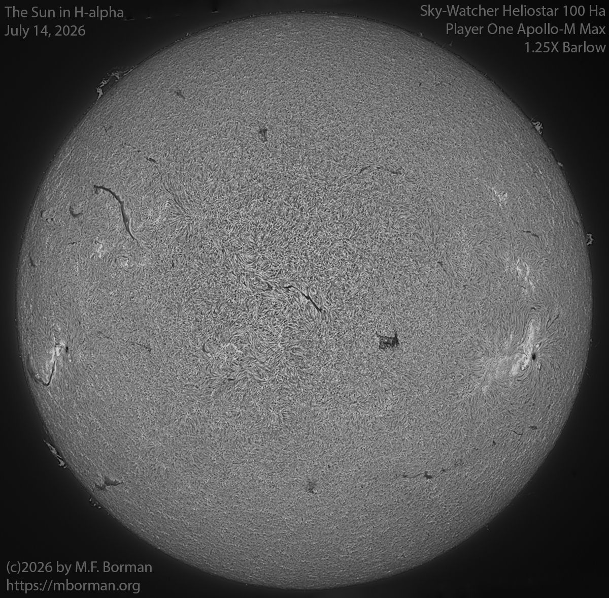 Solar image in h-alpha 07/14/26
