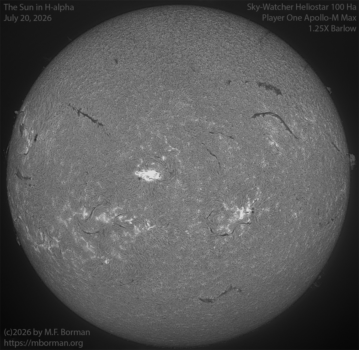 Solar image in h-alpha 07/20/26