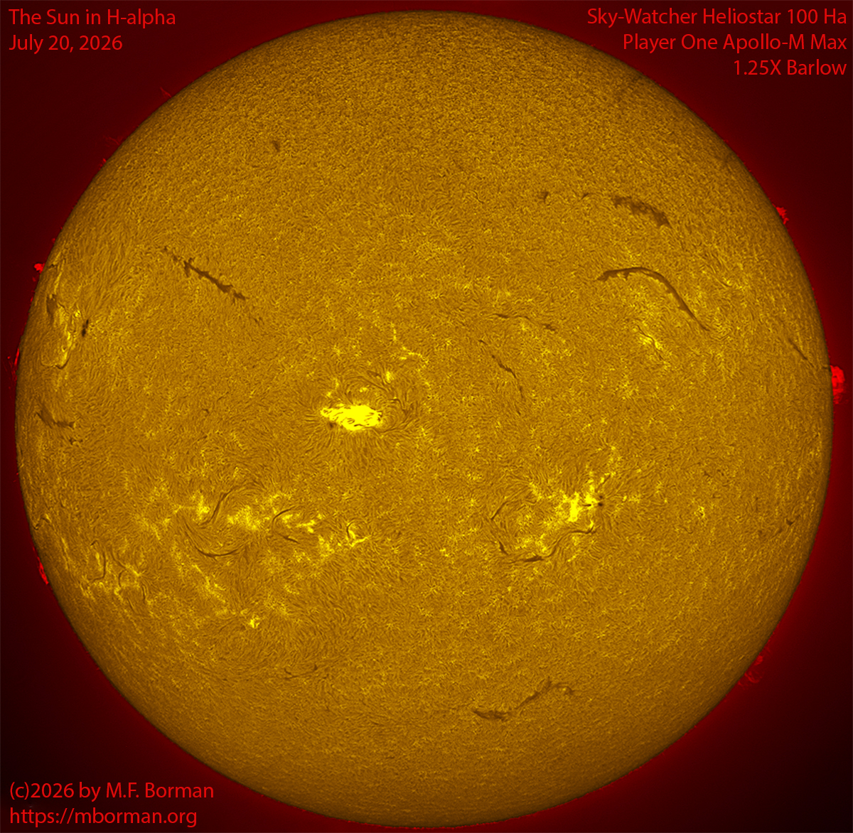 Solar image in h-alpha 07/20/26