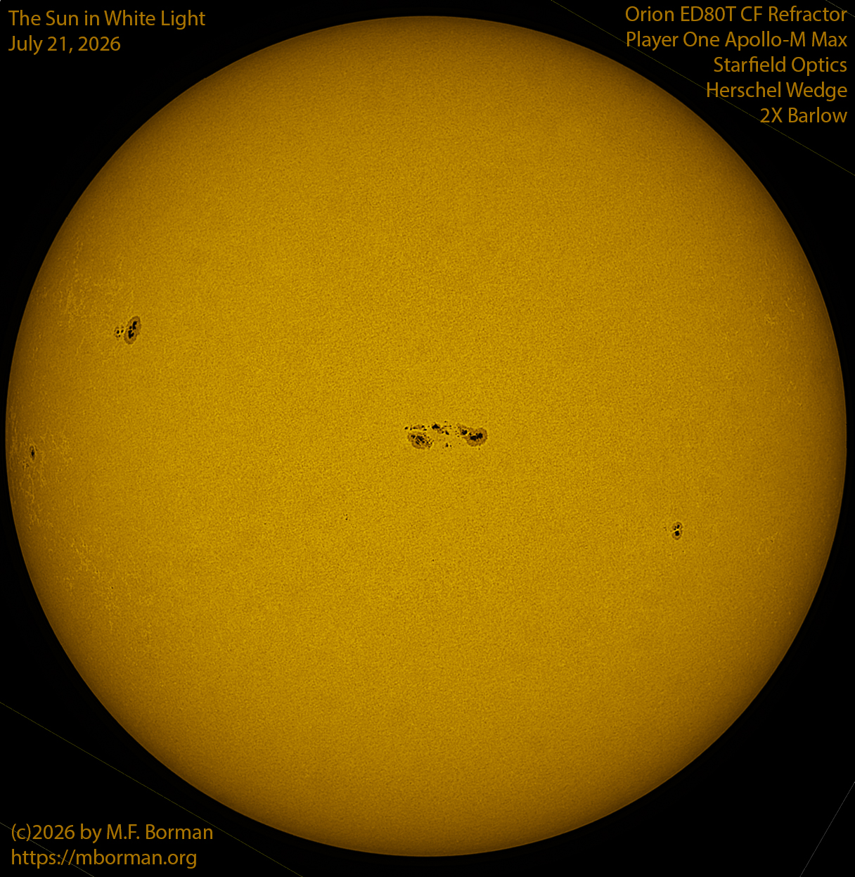 Solar image in white light 07/21/26