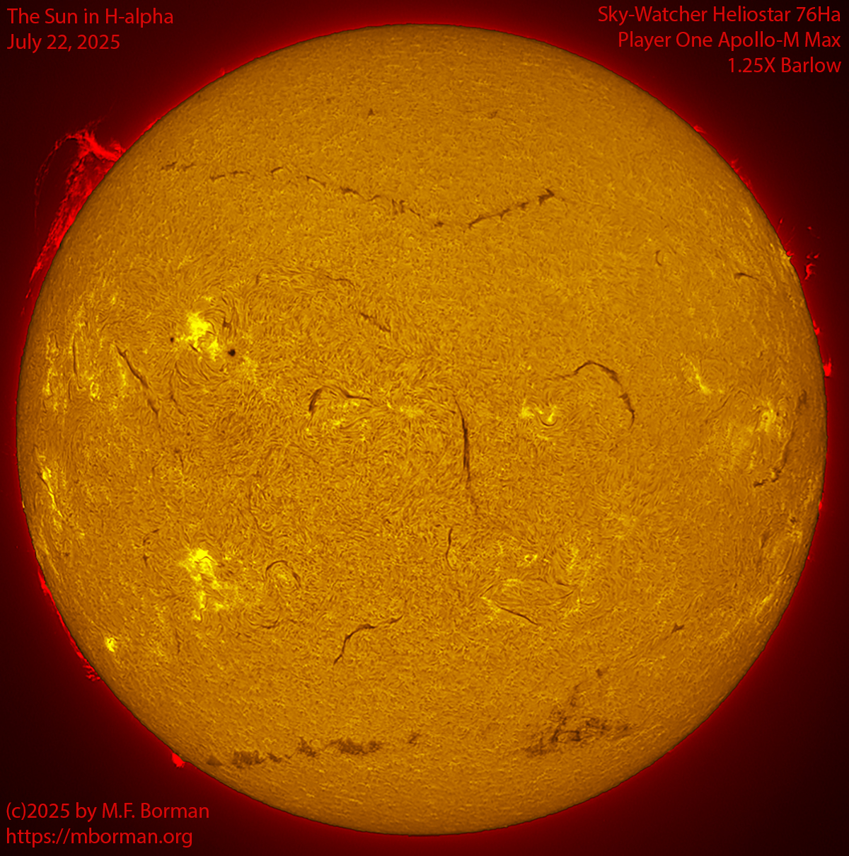 Solar image in h-alpha 07/22/25