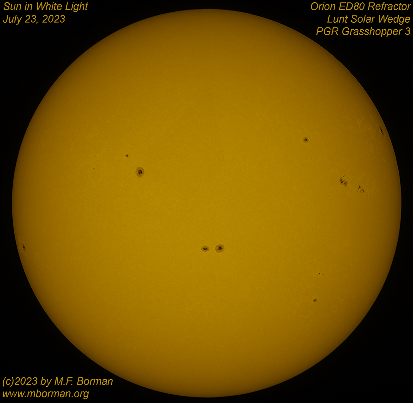 Solar disk in white light 07/23/2023