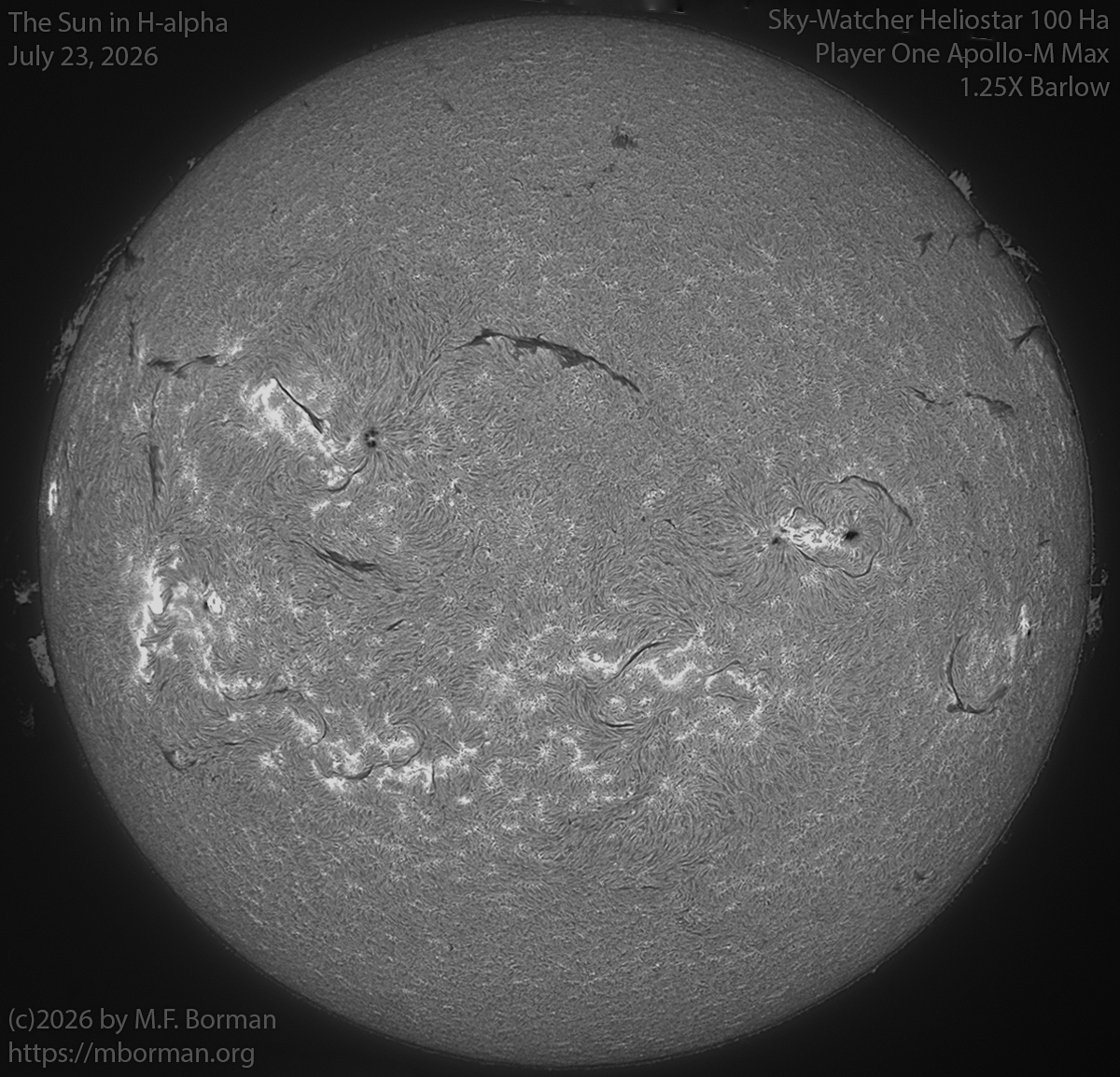 Solar image in h-alpha 07/23/26