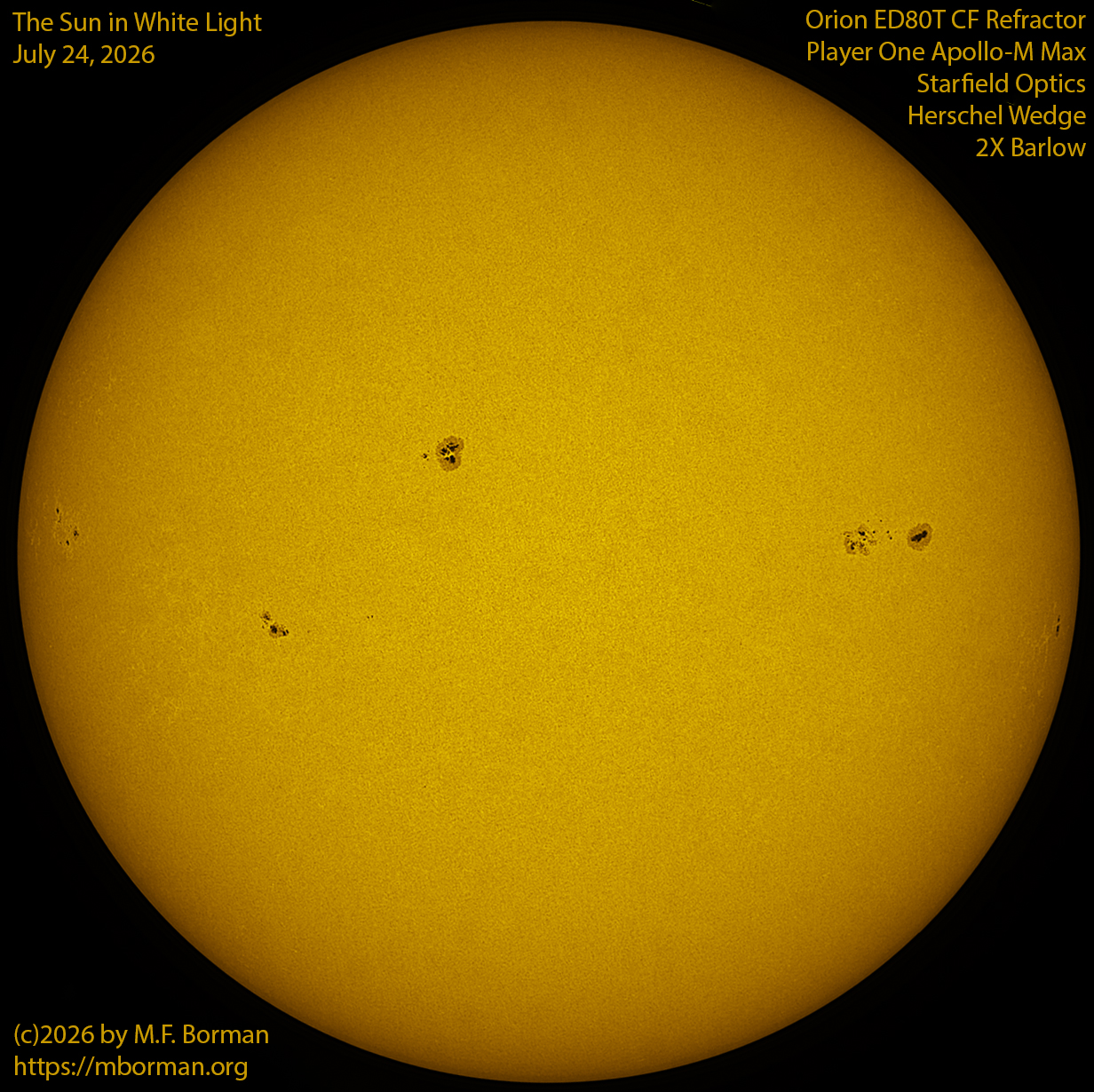 Solar image in white light 07/24/26