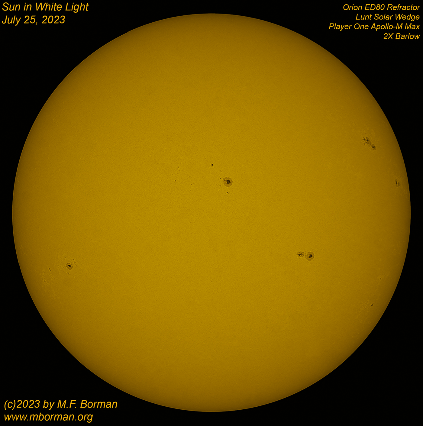 Solar disk in white light 07/25/2023