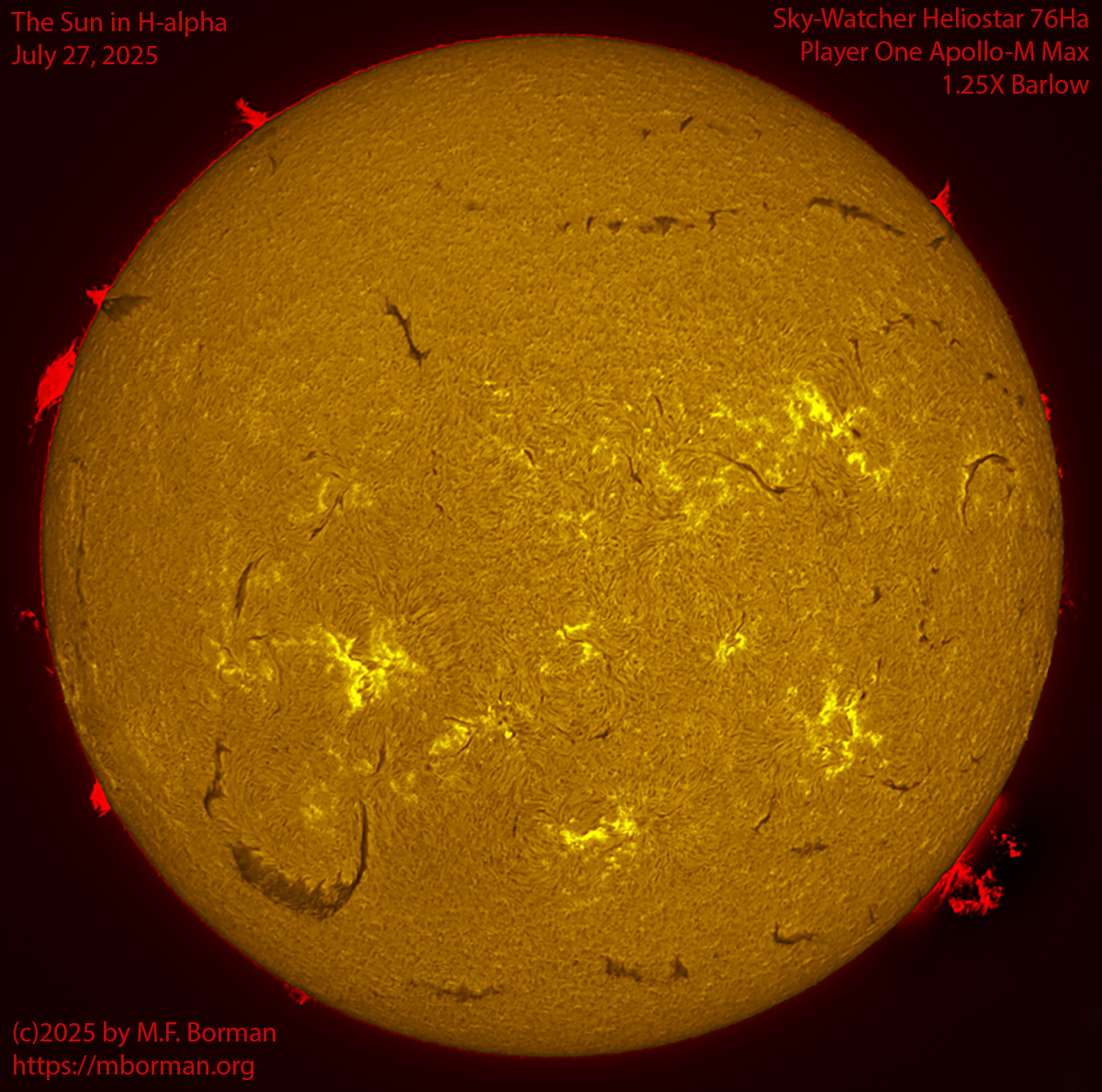 Solar image in h-alpha 07/27/25
