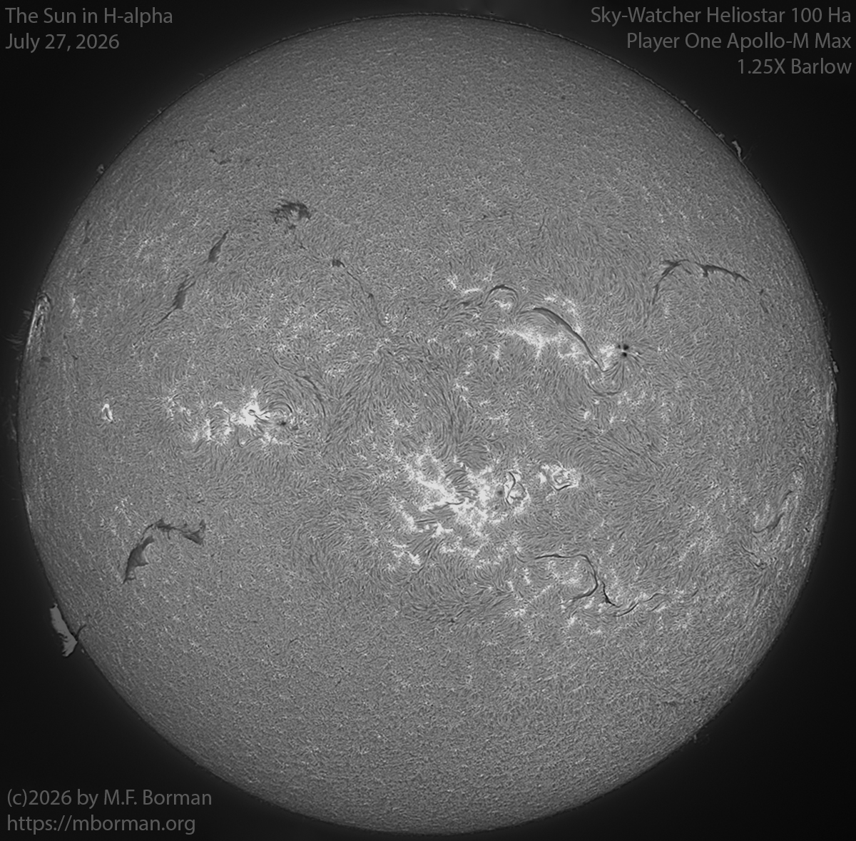 Solar image in h-alpha 07/27/26